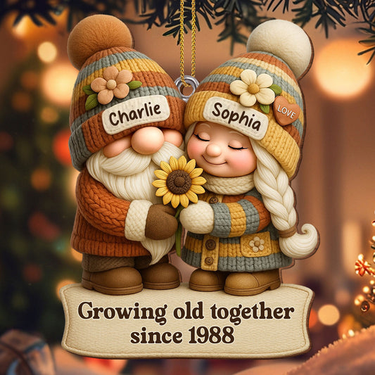 Growing Old Together Gnome Couple Ornament