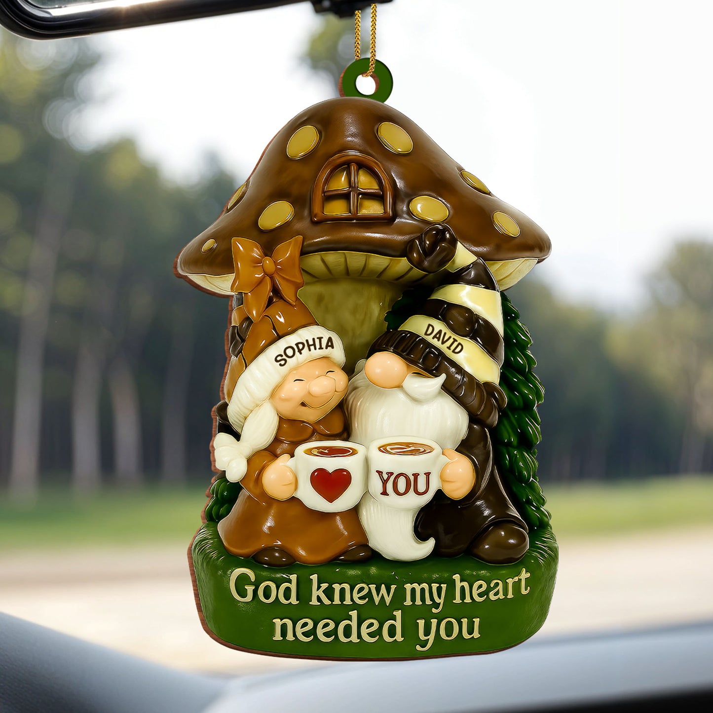 God Knew My Heart Needed You, Mushroom House - Personalized Custom Wood Ornament, Custom Shaped - CPL525_WDO
