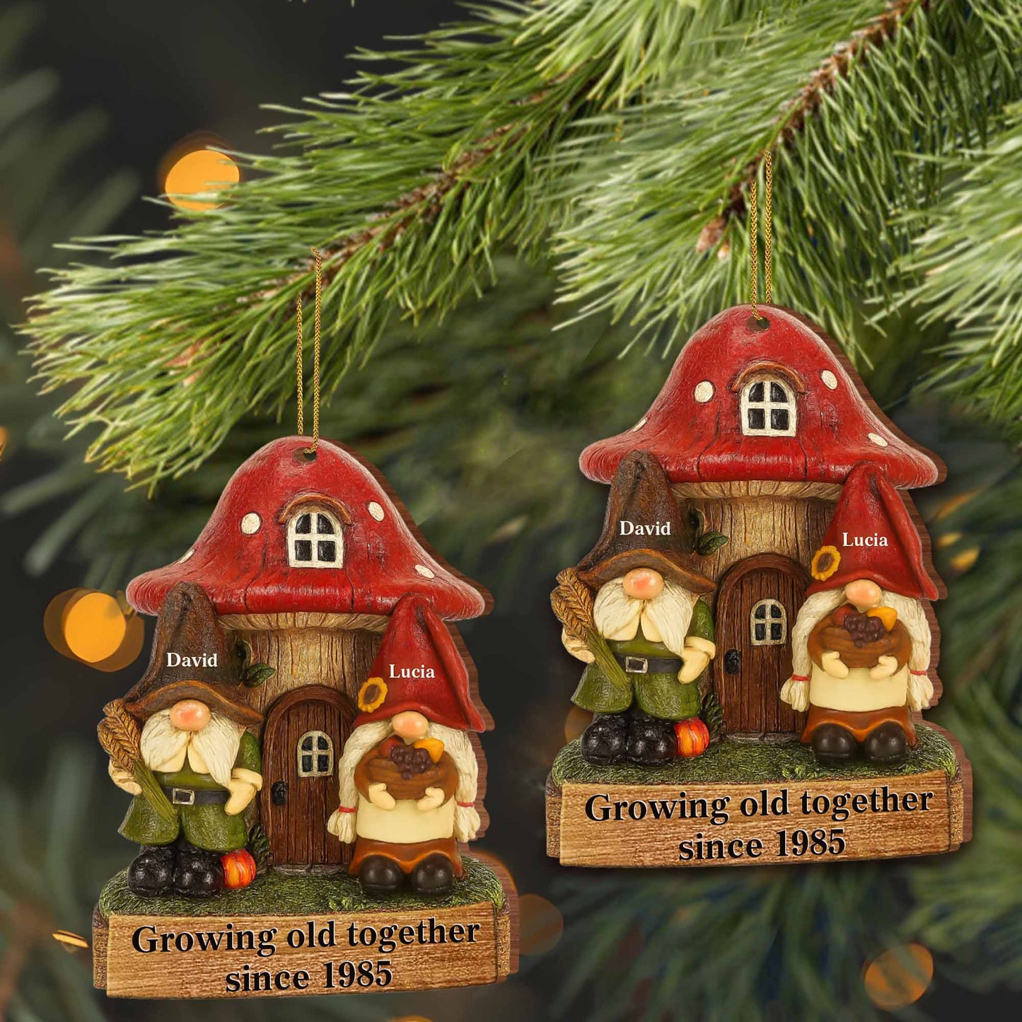Growing Old Together Gnome Couple Ornament
