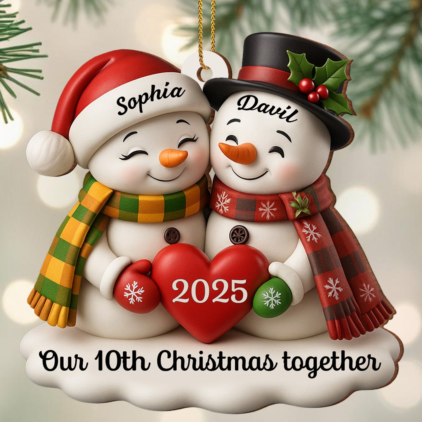 Our Christmas Together, Snowmen With Hearts And Holly