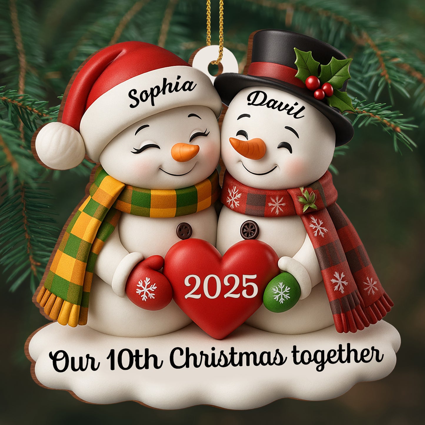 Our Christmas Together, Snowmen With Hearts And Holly