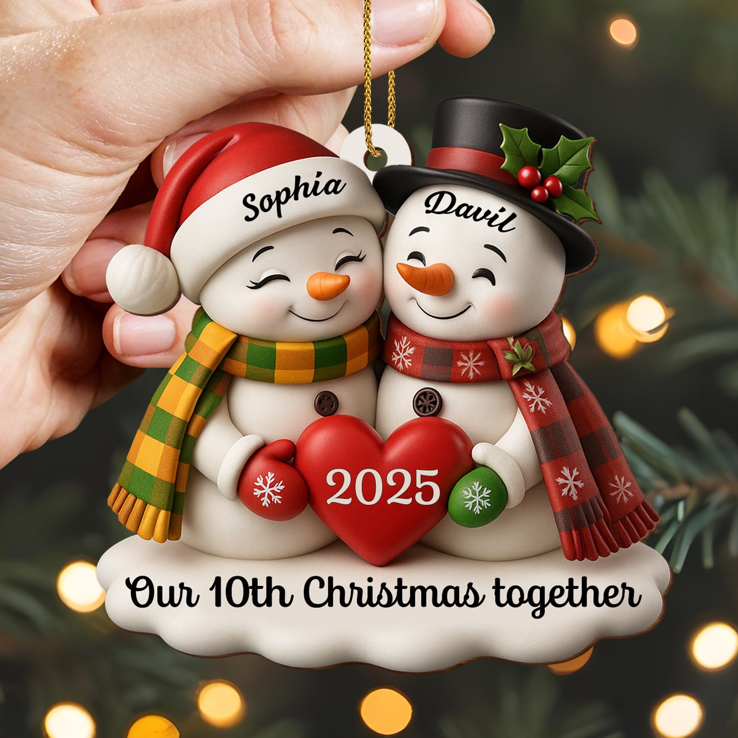 Our Christmas Together, Snowmen With Hearts And Holly