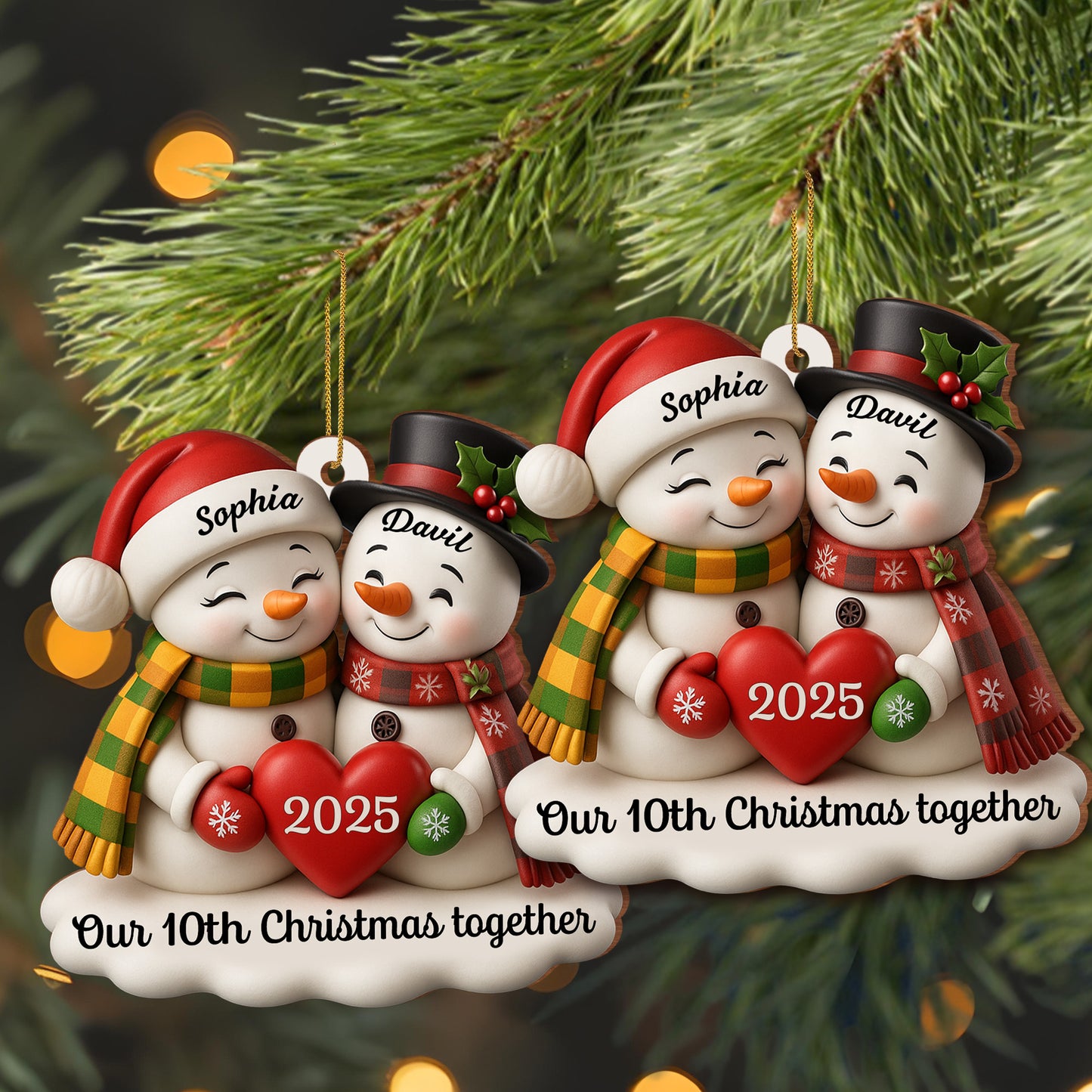 Our Christmas Together, Snowmen With Hearts And Holly