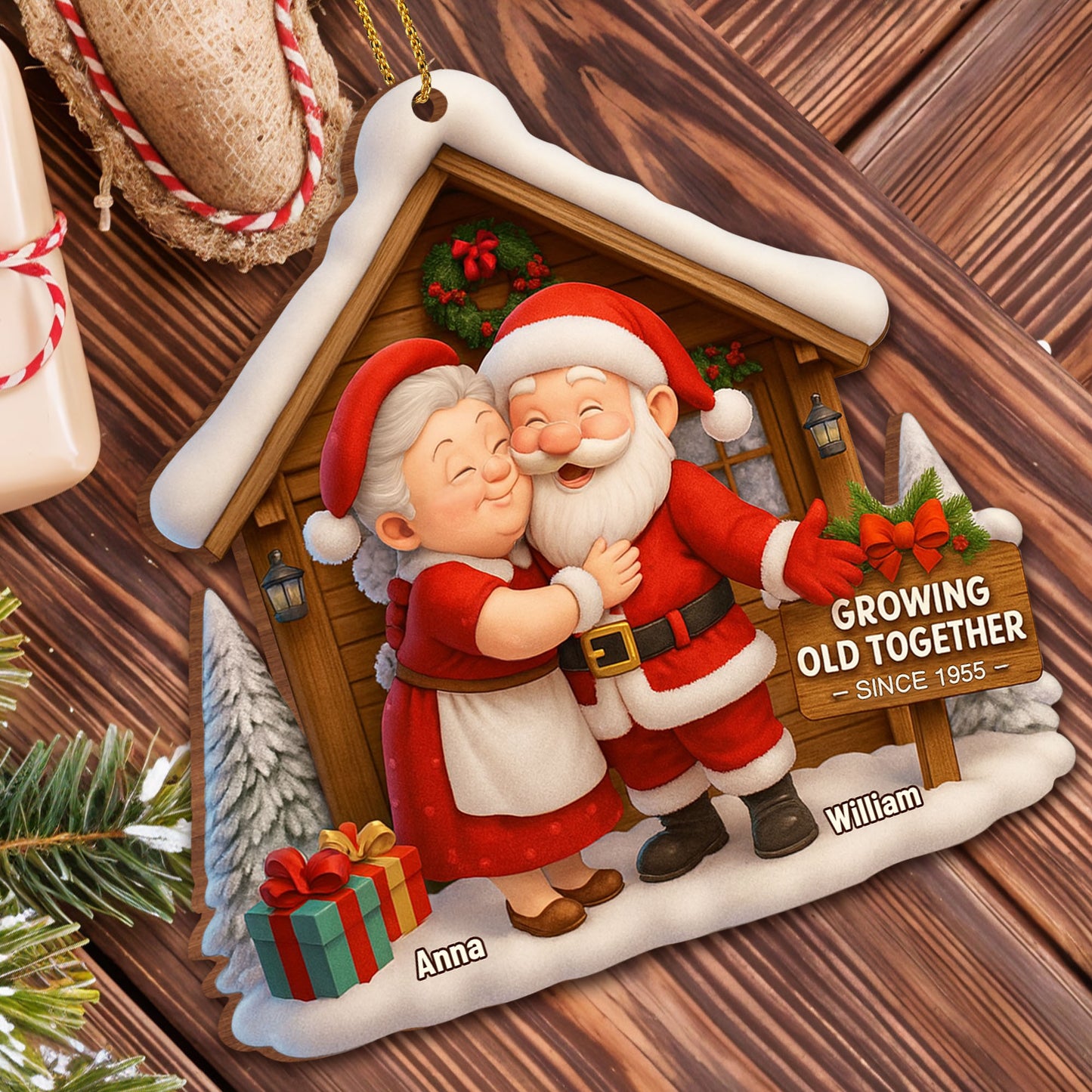 Growing Old Together, Santa And Mrs. Claus Ornament