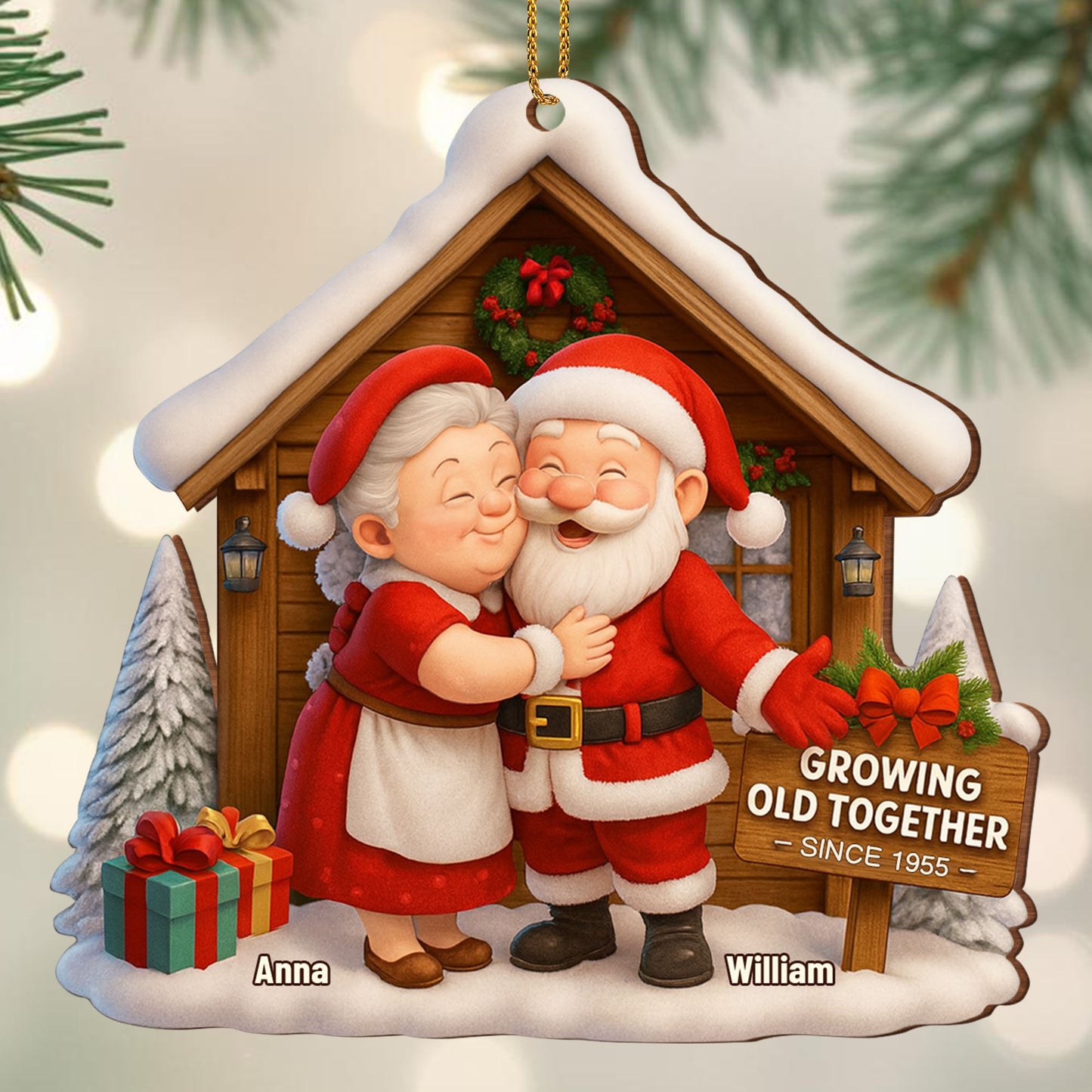 Growing Old Together, Santa And Mrs. Claus Ornament