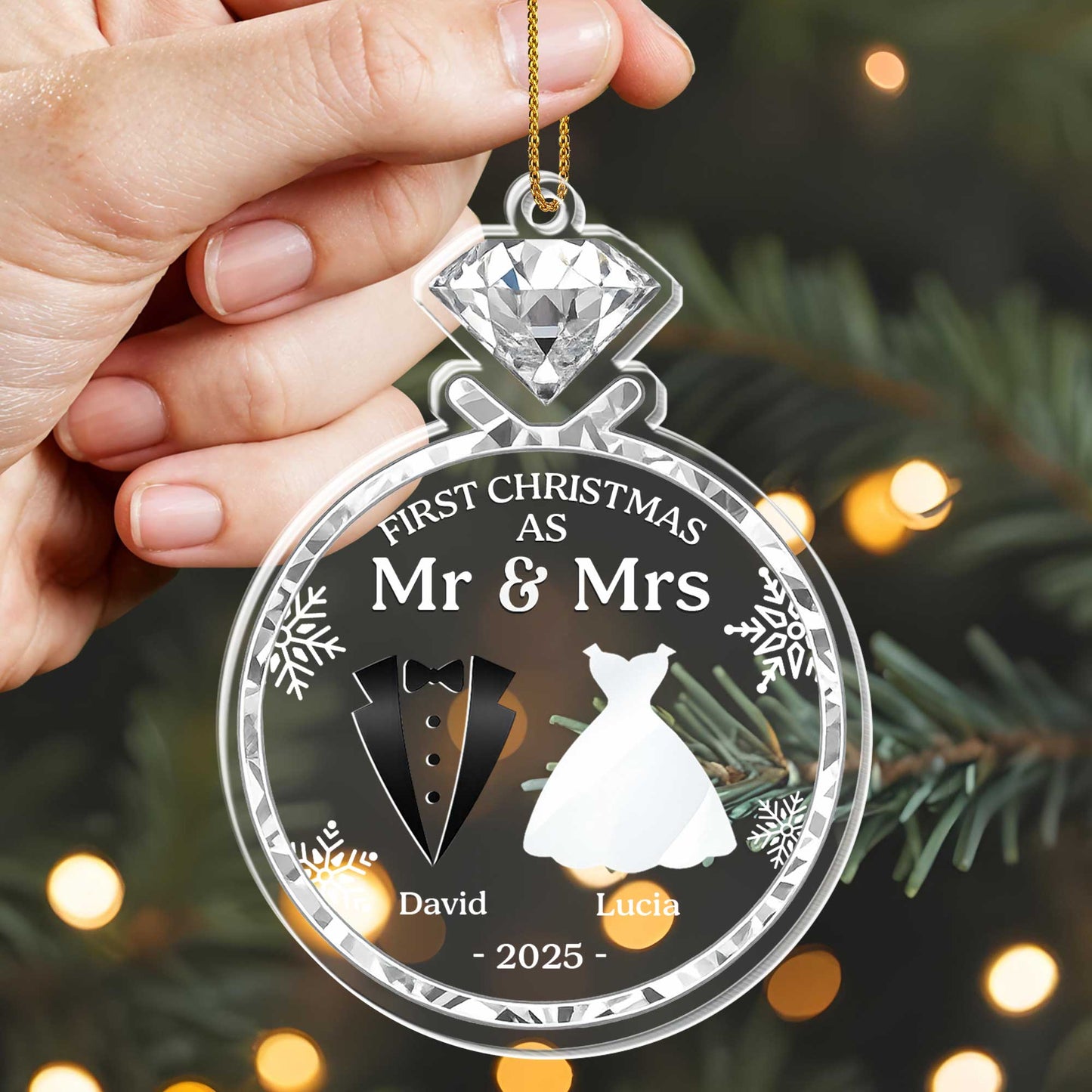 First Christmas As Mr & Mrs With Bride And Groom Silhouettes