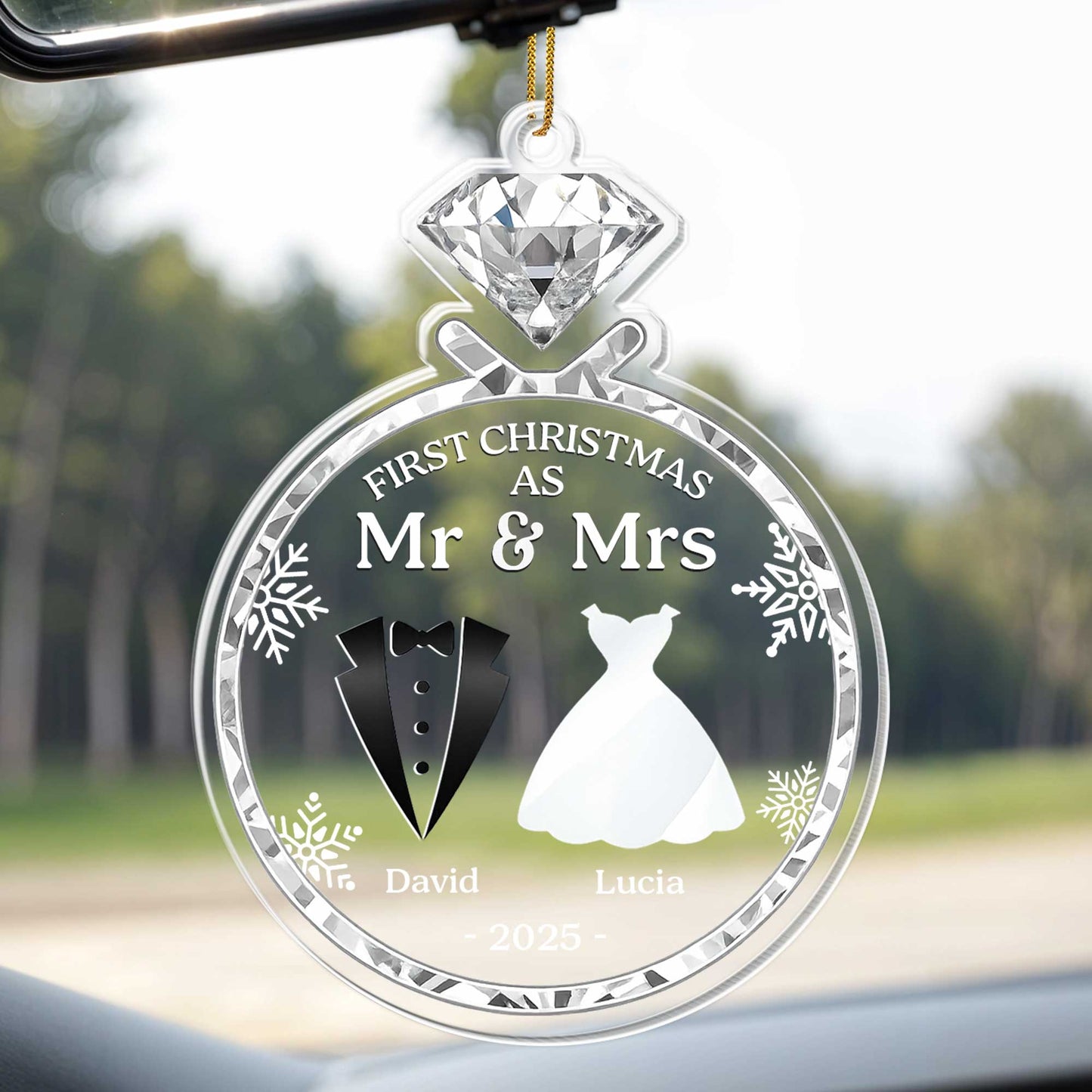 First Christmas As Mr & Mrs With Bride And Groom Silhouettes