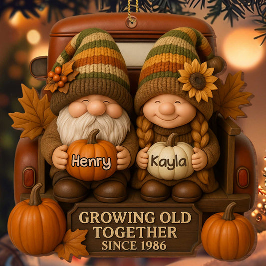 Growing Old Together With Gnomes And Autumn Leaves