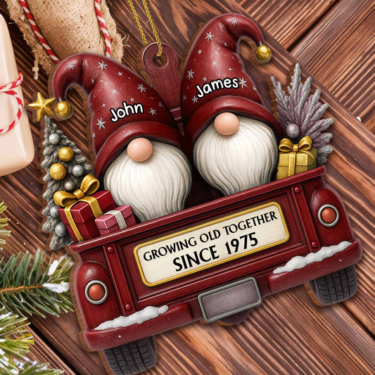 Growing Old Together, Gnomes Truck Christmas Ornament