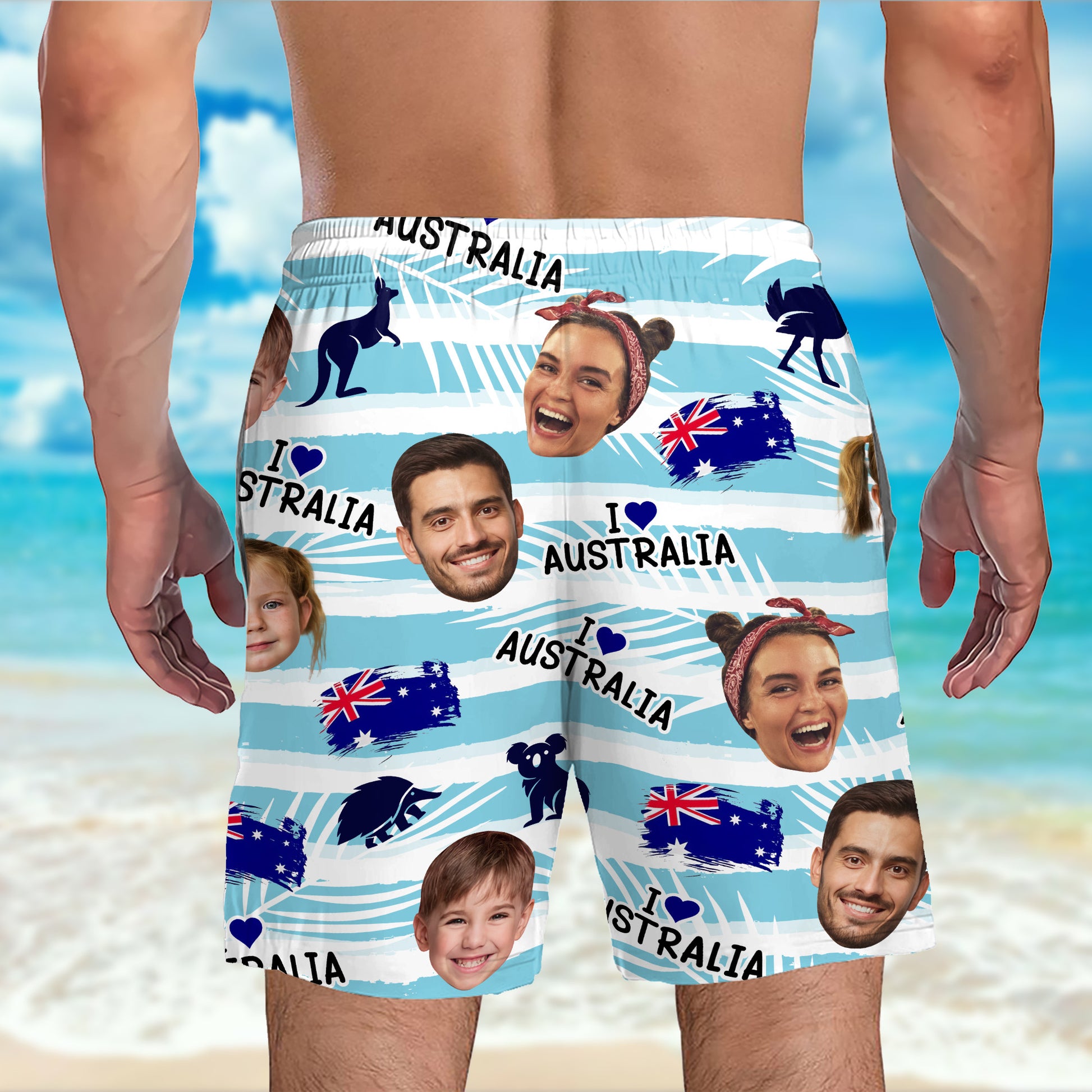 I Love Australia With Australian Flags and Kangaroos