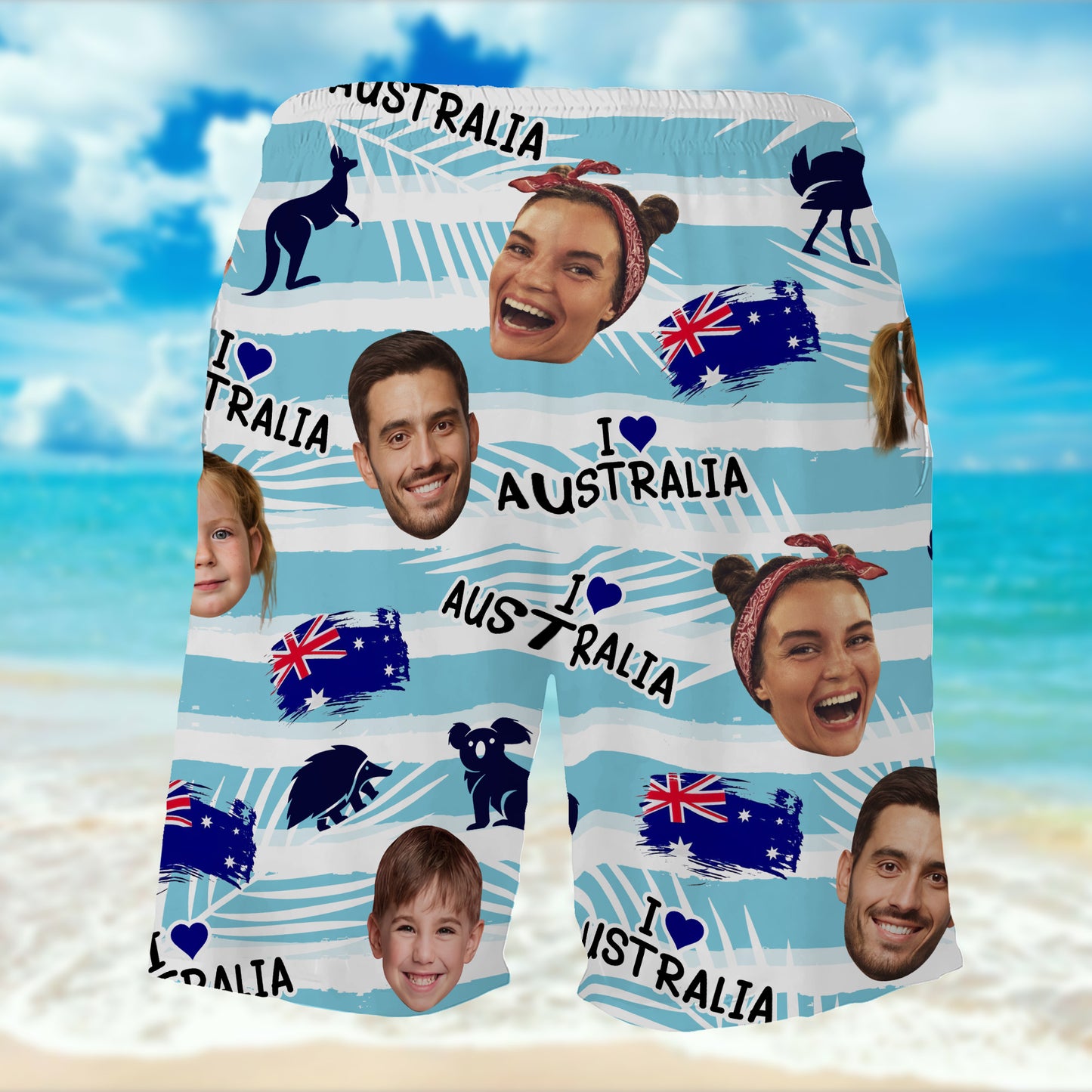 I Love Australia With Australian Flags and Kangaroos