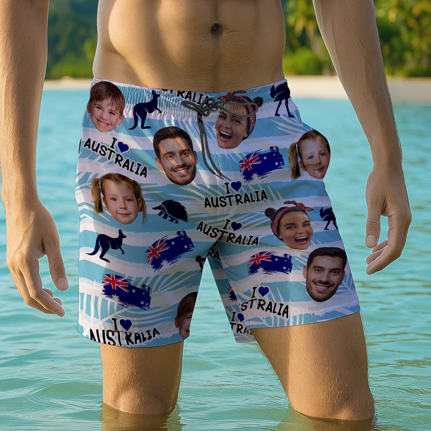 I Love Australia With Australian Flags and Kangaroos