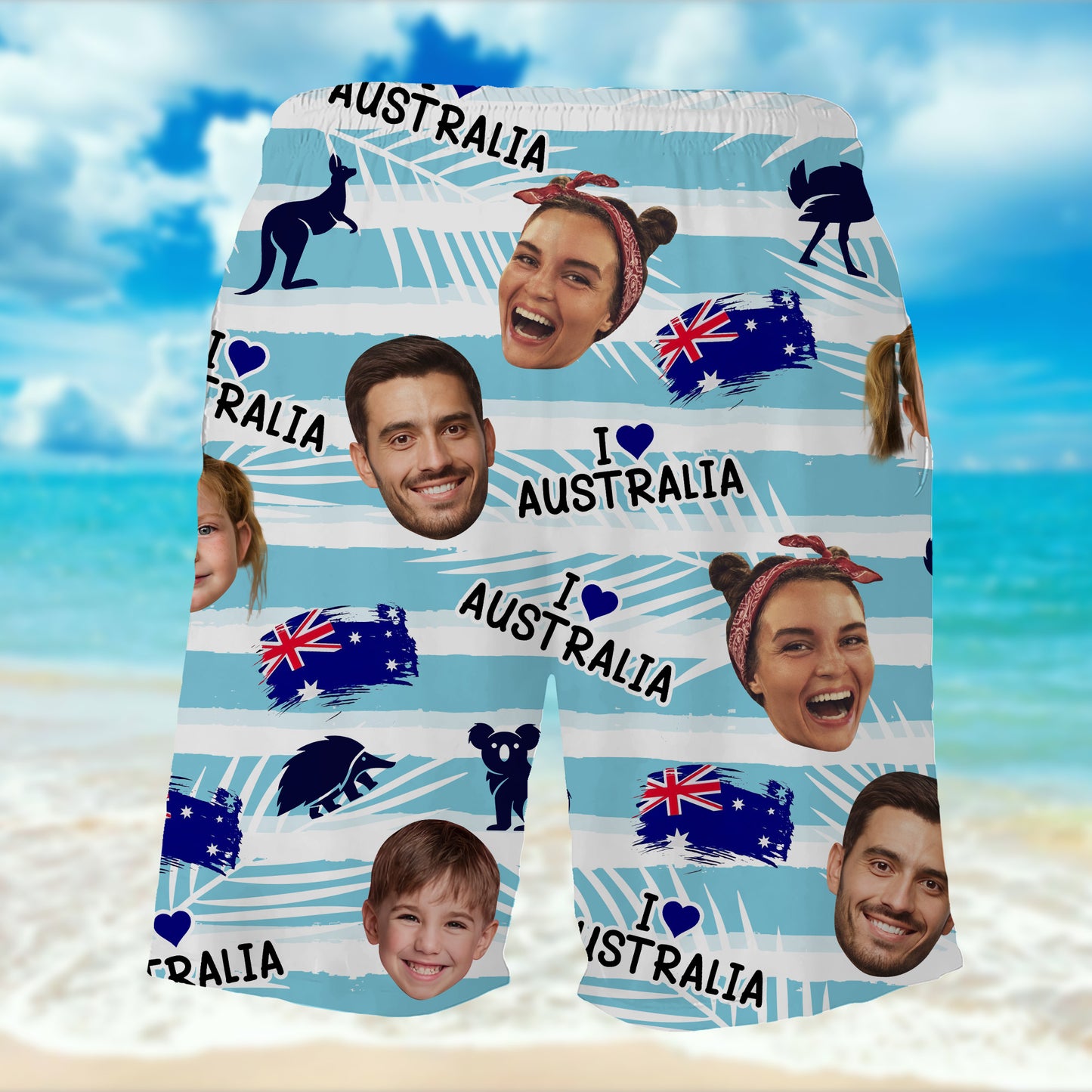 I Love Australia With Australian Flags and Kangaroos