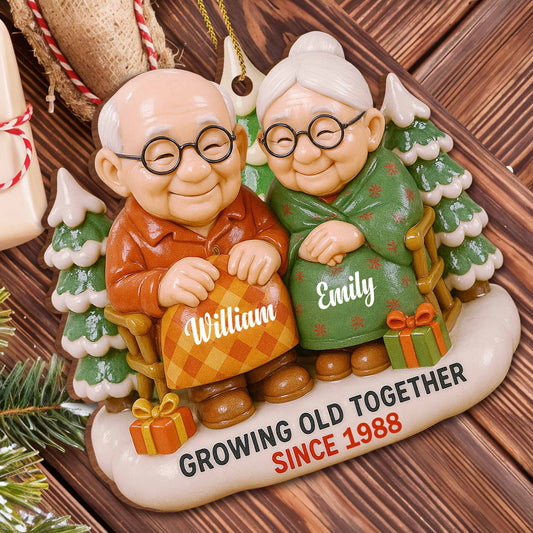 Growing Old Together, Elderly Couple With Christmas Tree