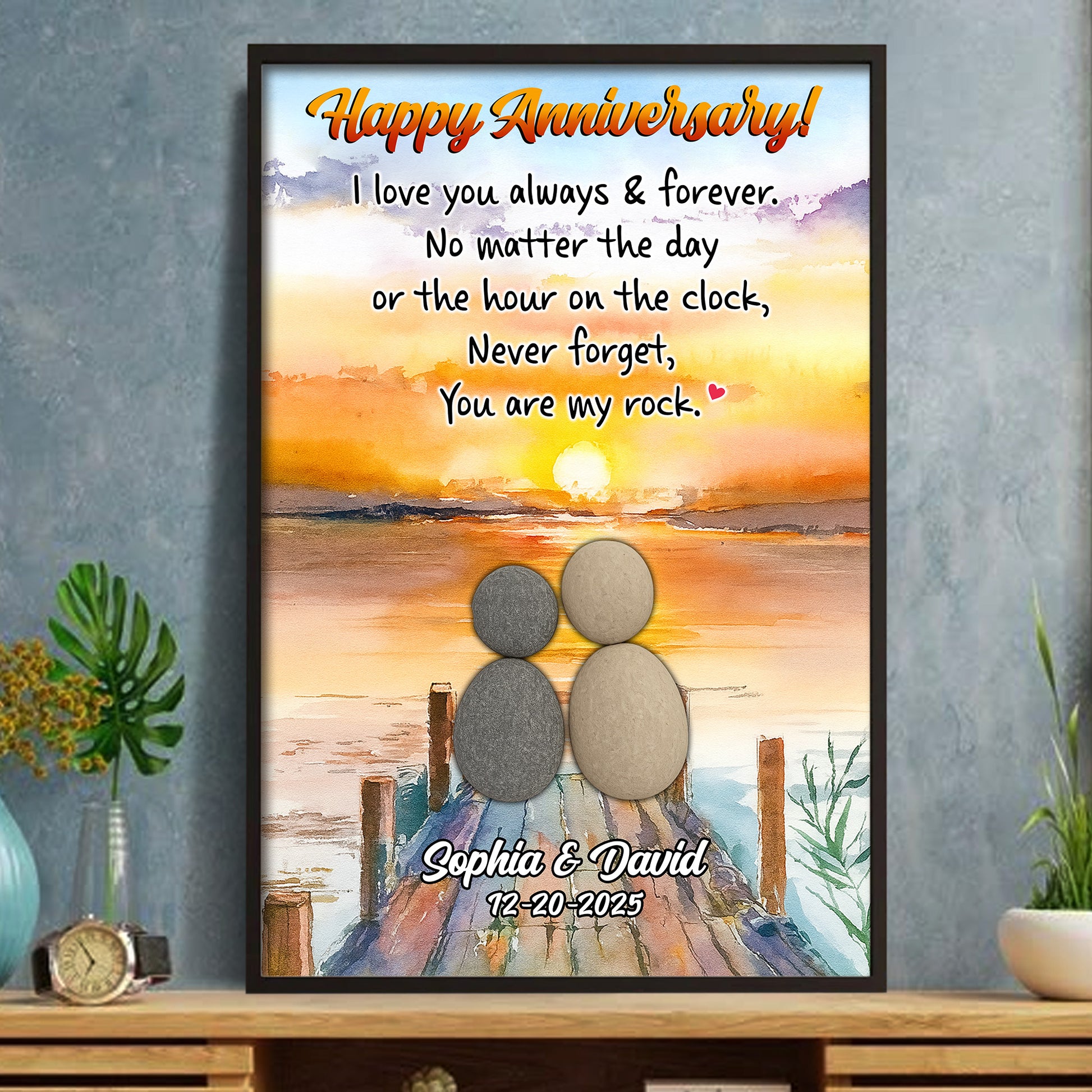 Happy Anniversary Celebration Of Love By The Sunset
