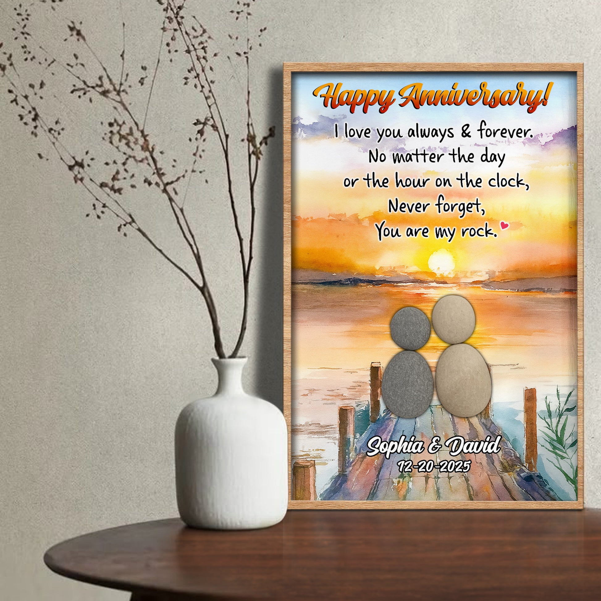 Happy Anniversary Celebration Of Love By The Sunset