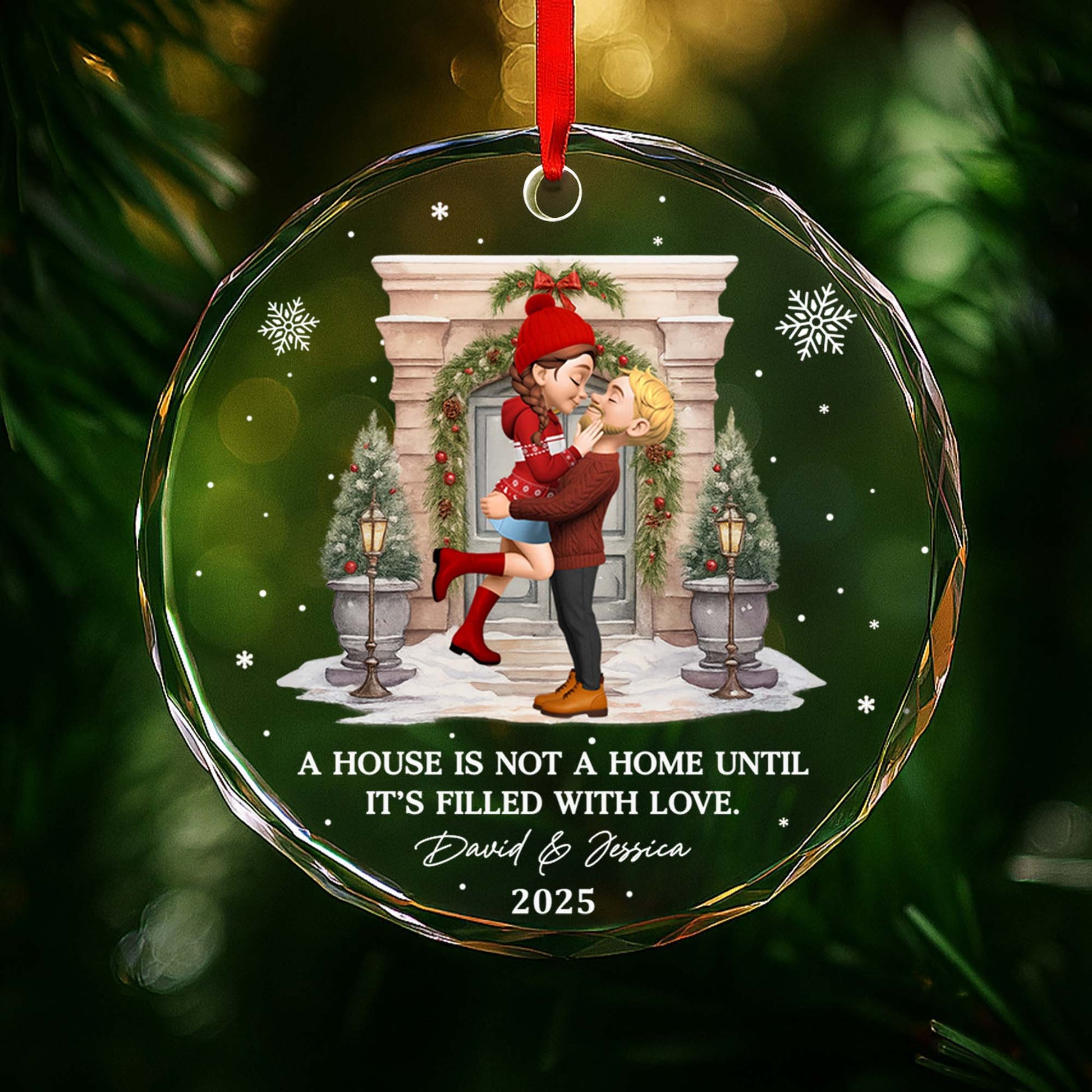 A House Is Not A Home Until It's Filled With Love, Couple And Christmas Wreath