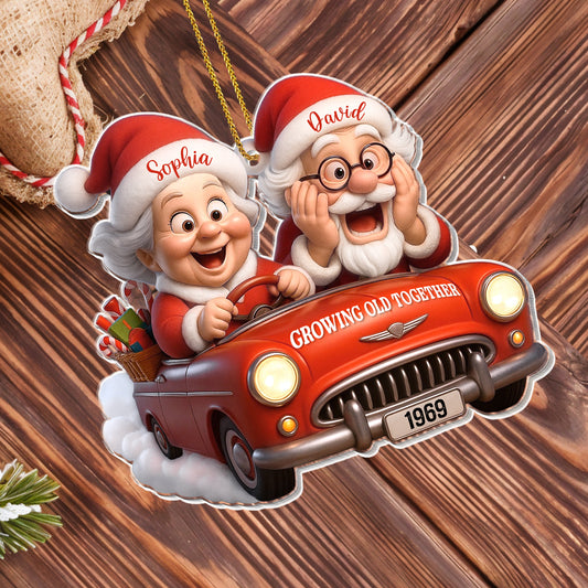 Growing Old Together With Santa And Vintage Car