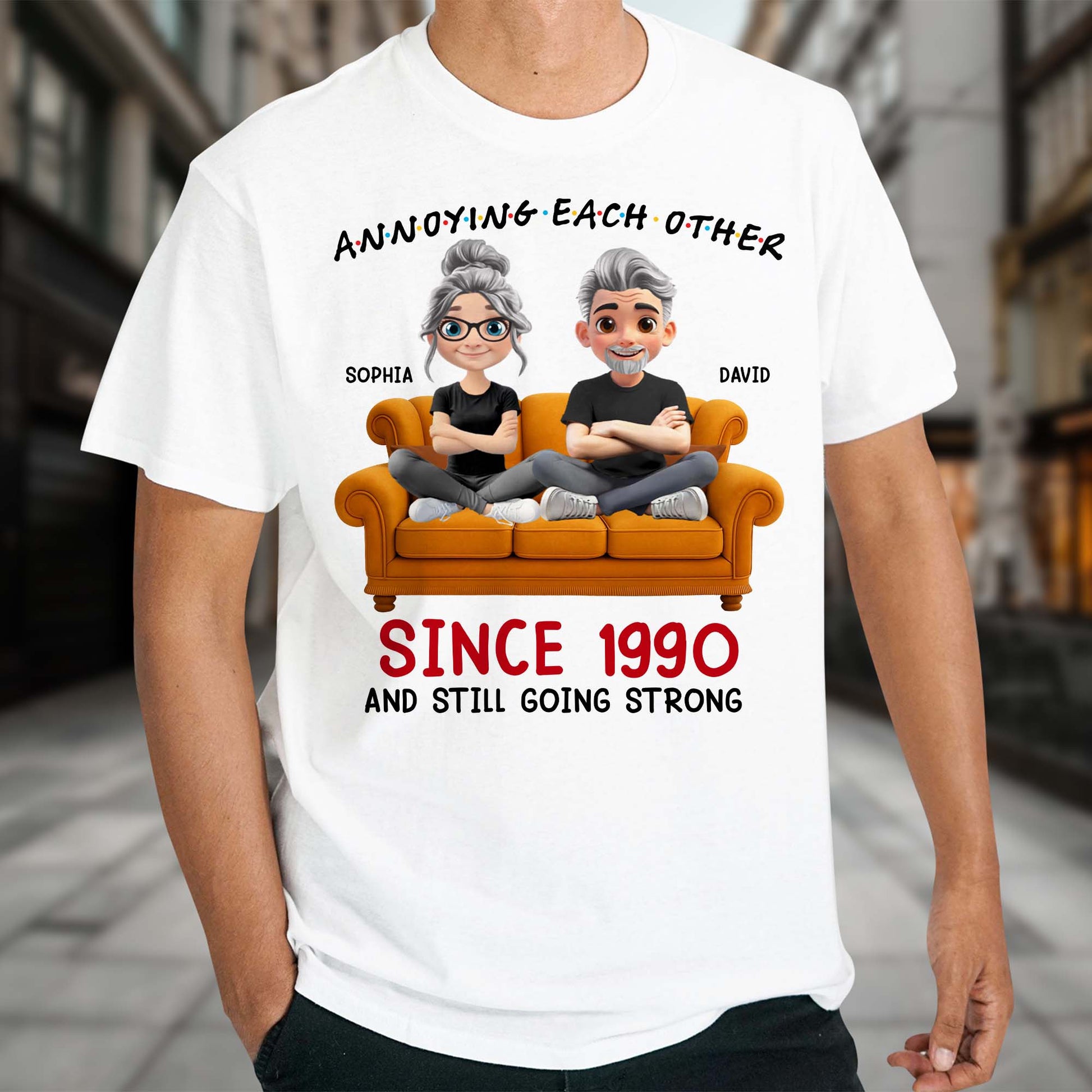 Annoying Each Other Since 1990, Cartoon Couple On Couch