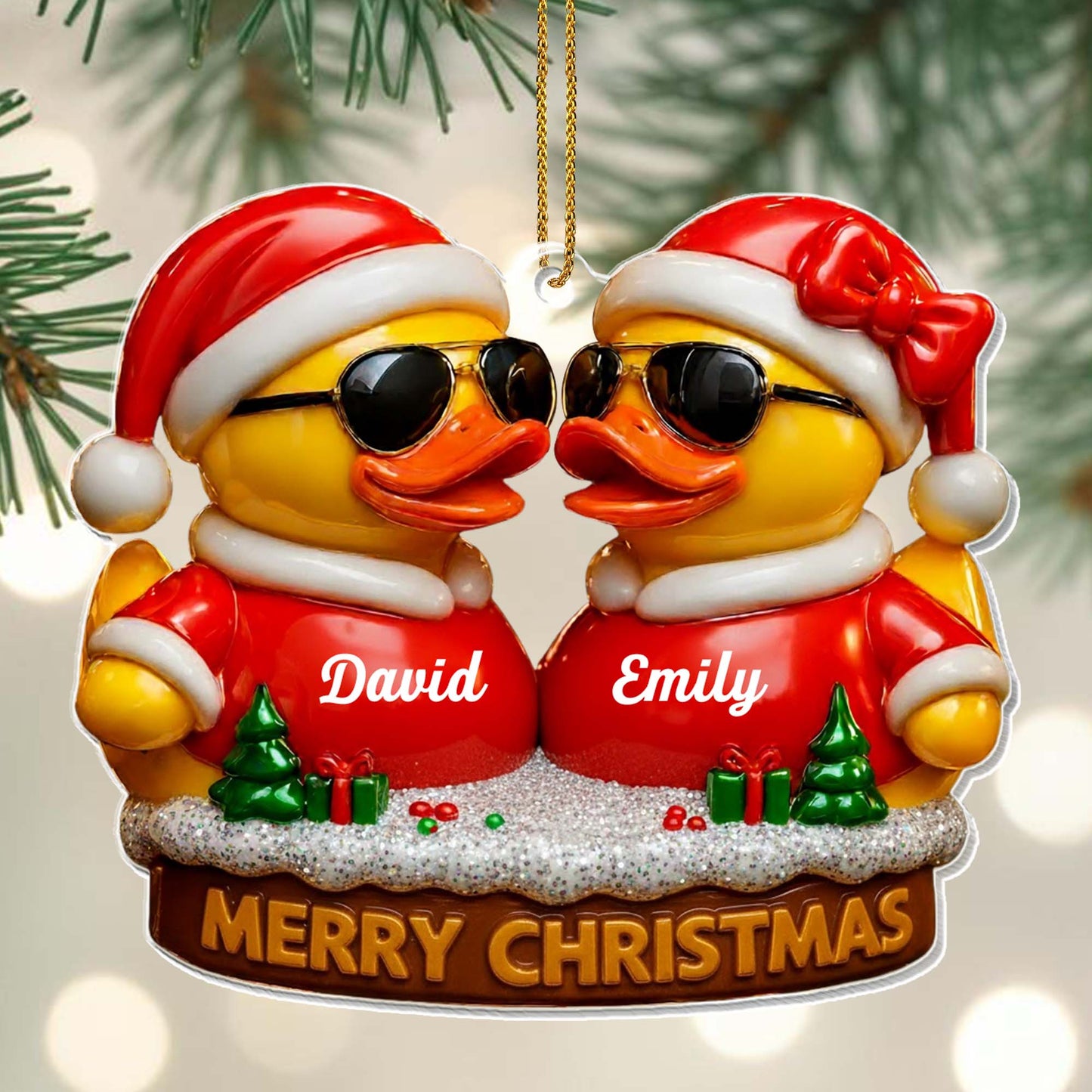 Merry Christmas Festive Ducks With Sunglasses