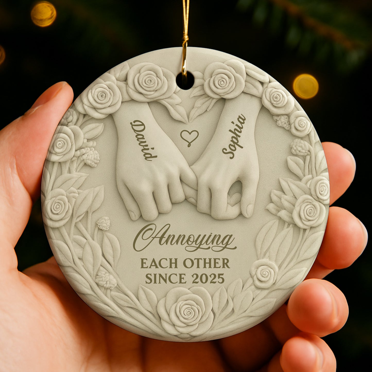 Annoying Each Other Since, Hands And Roses Ornament