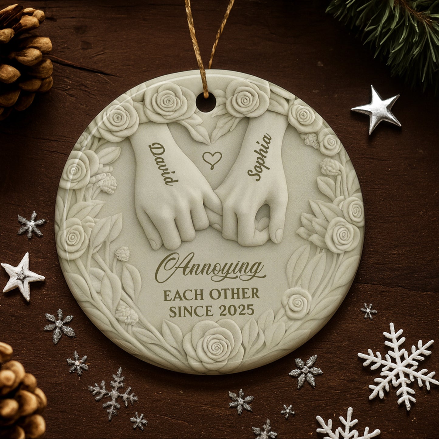 Annoying Each Other Since, Hands And Roses Ornament