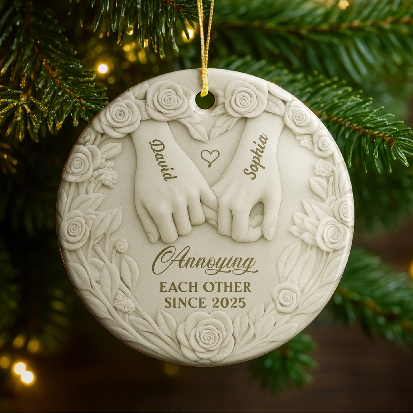 Annoying Each Other Since, Hands And Roses Ornament