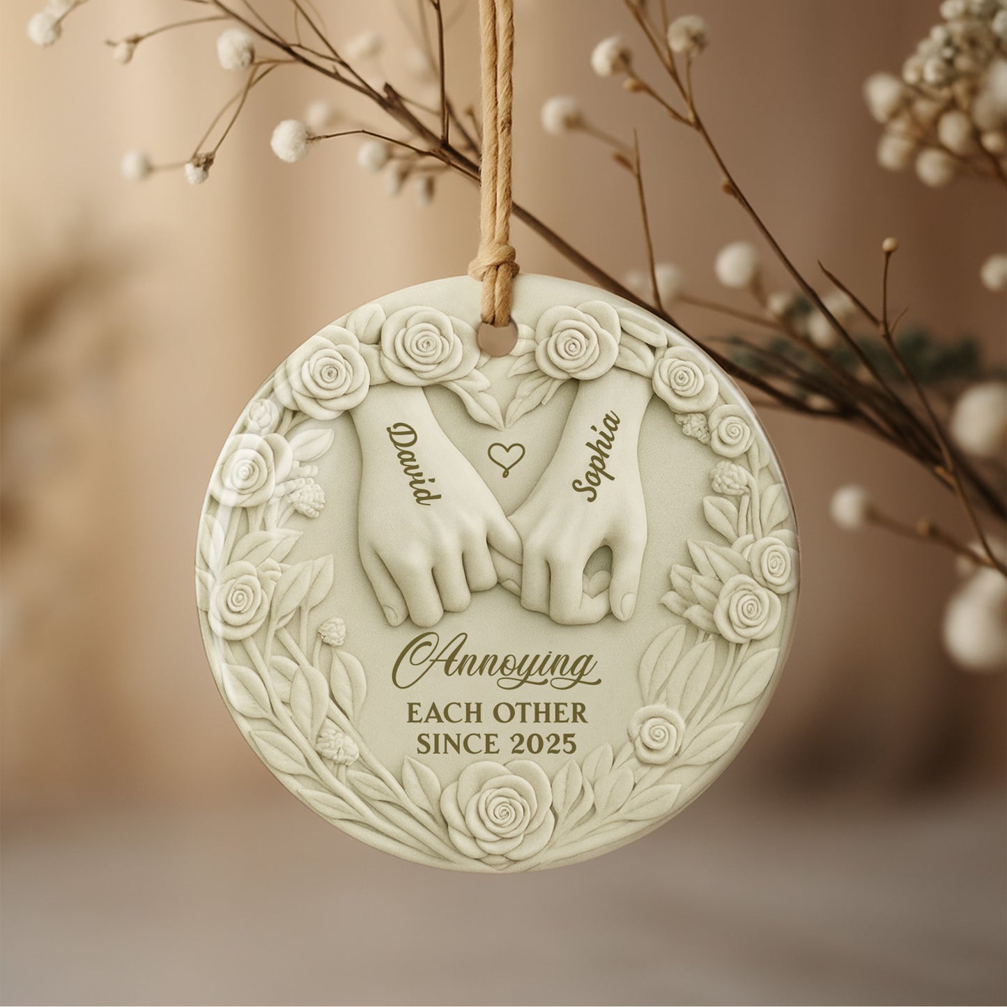 Annoying Each Other Since, Hands And Roses Ornament