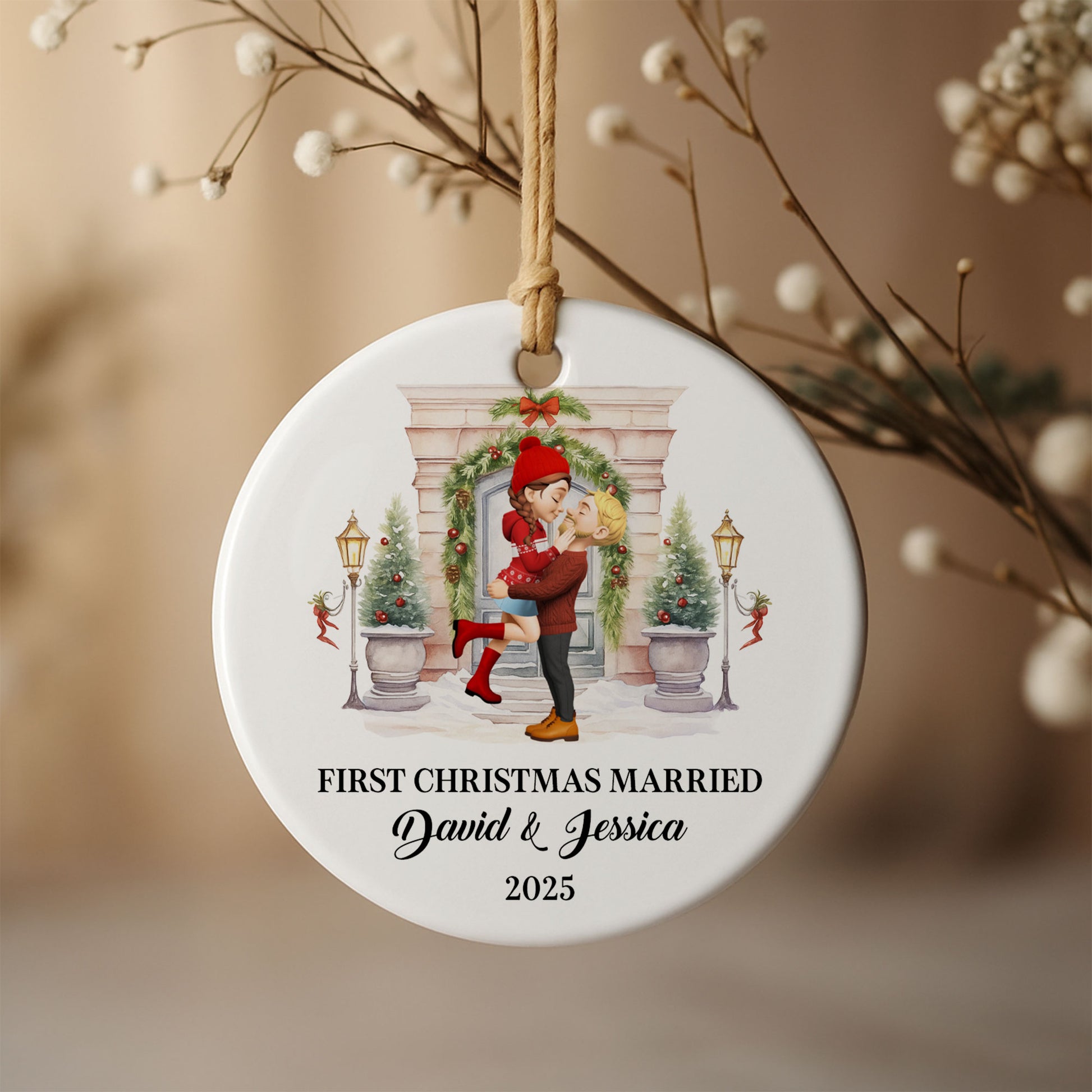 First Christmas Married Celebrate Holiday Love