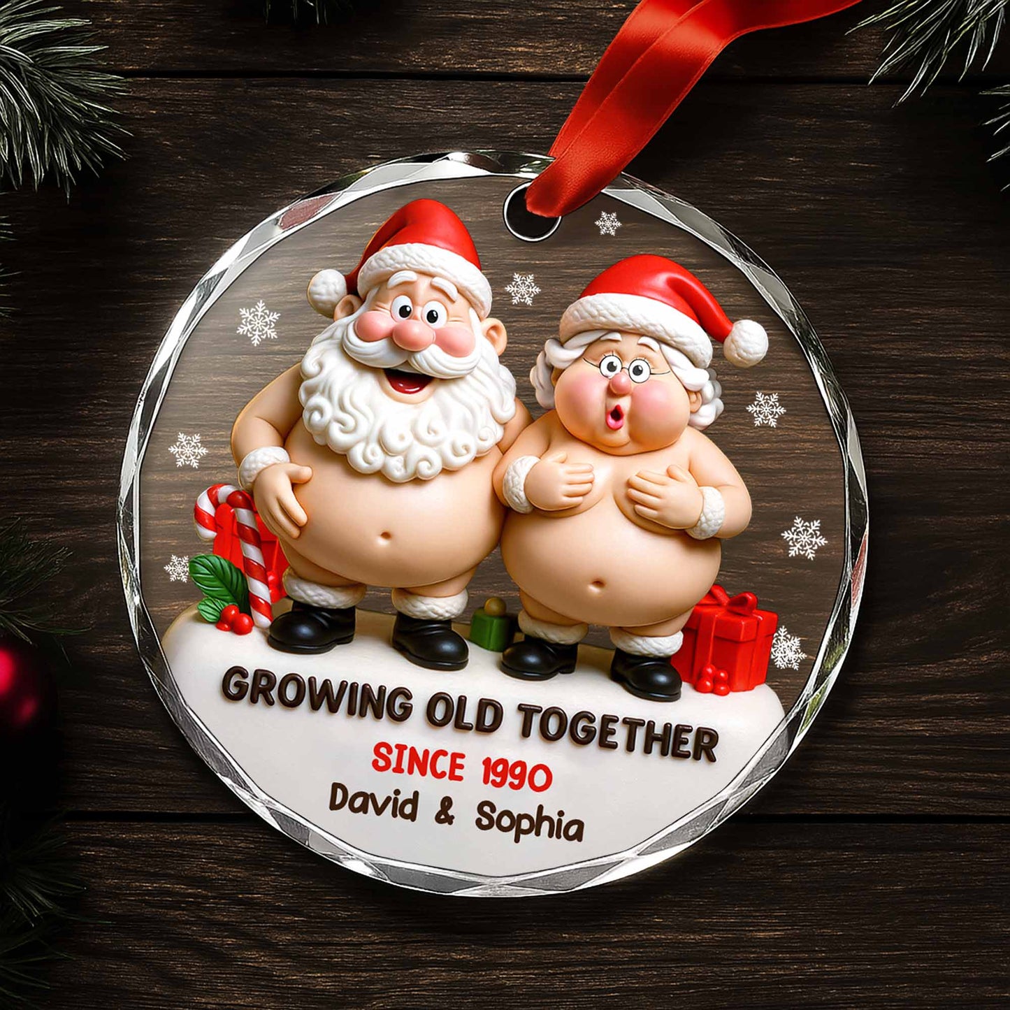 Growing Old Together With Santa Claus Figures