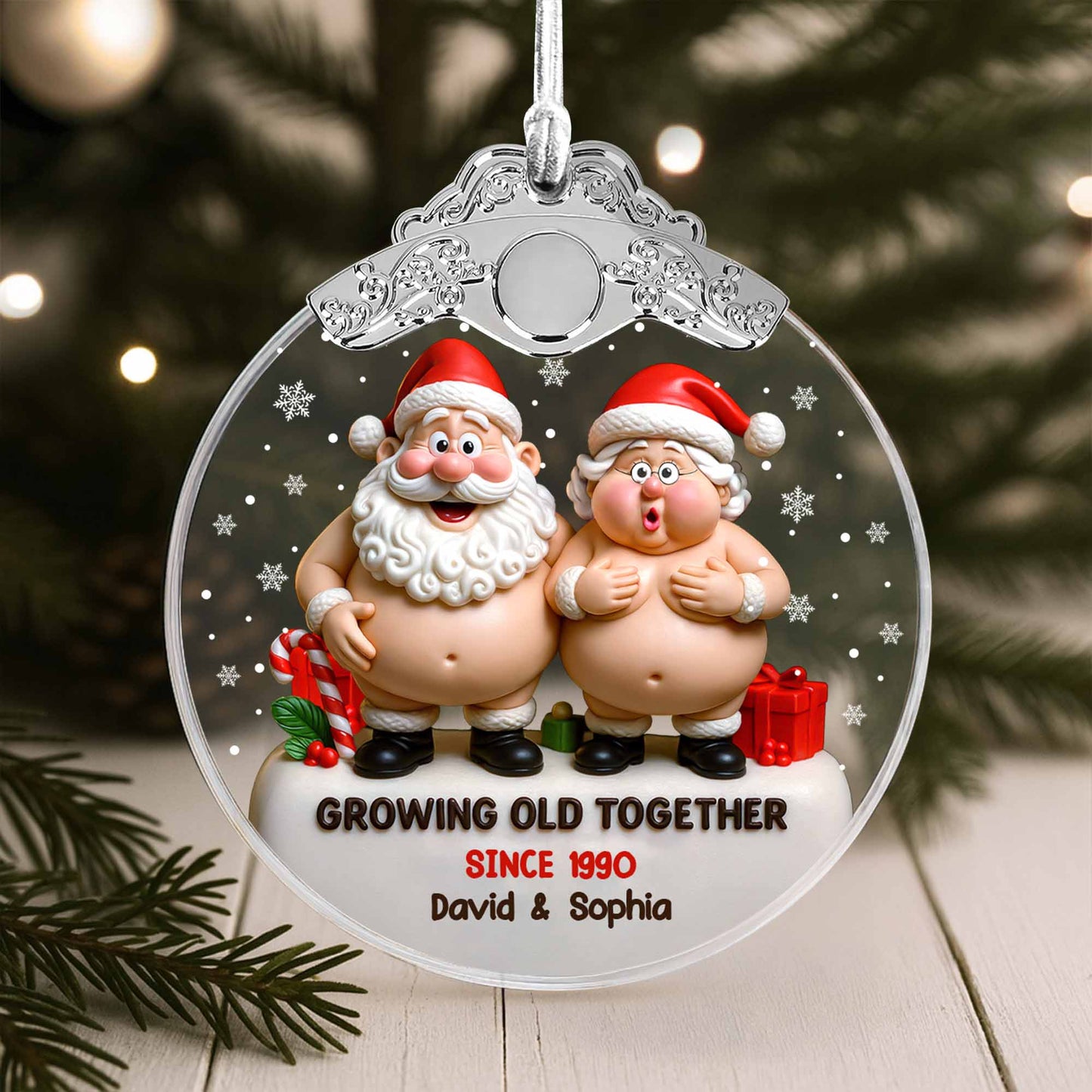 Growing Old Together With Santa Claus And Christmas Gifts