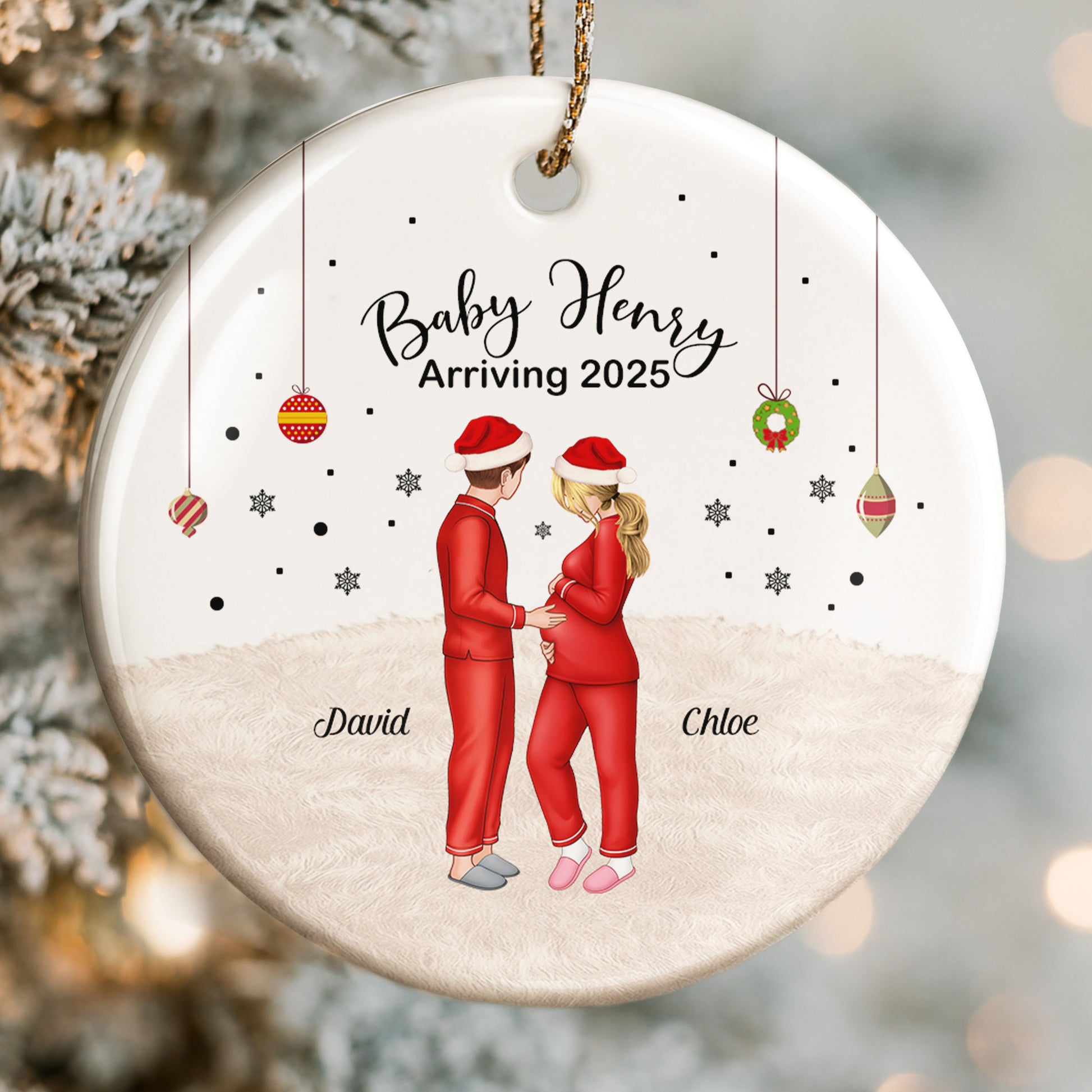 Celebrate The Arrival Of Your Newest Family Member, Couple In Santa Hats