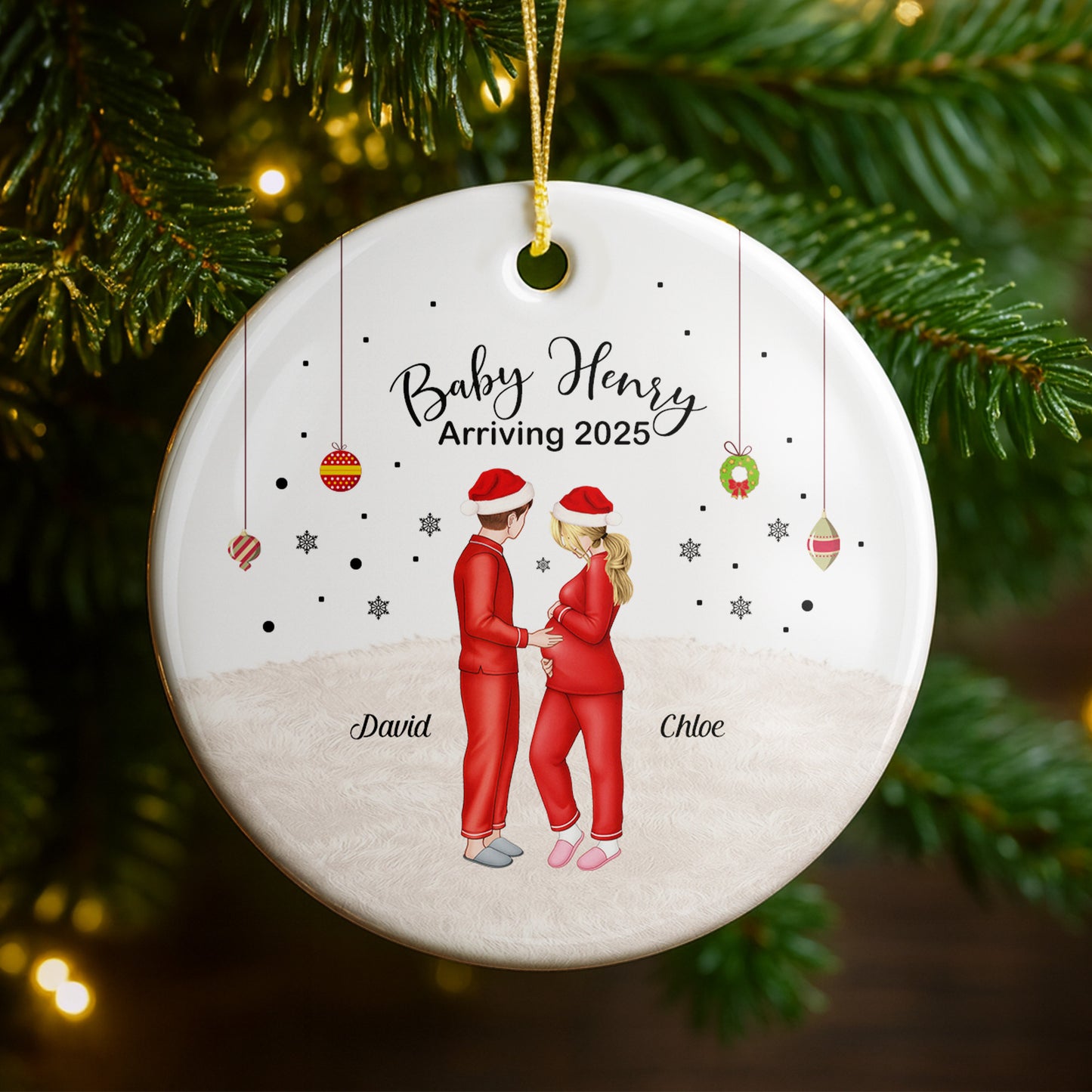 Celebrate The Arrival Of Your Newest Family Member, Couple In Santa Hats