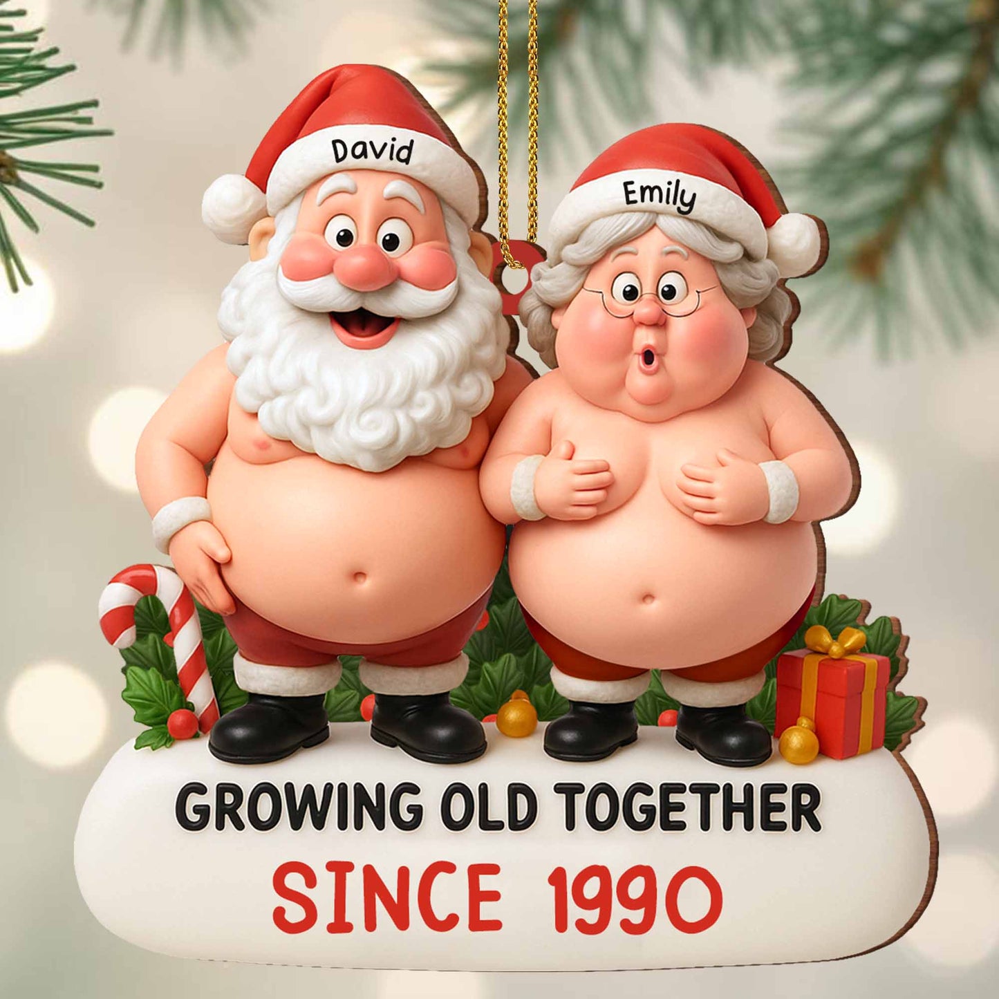 Growing Old Together, Santa And Mrs. Claus Ornament