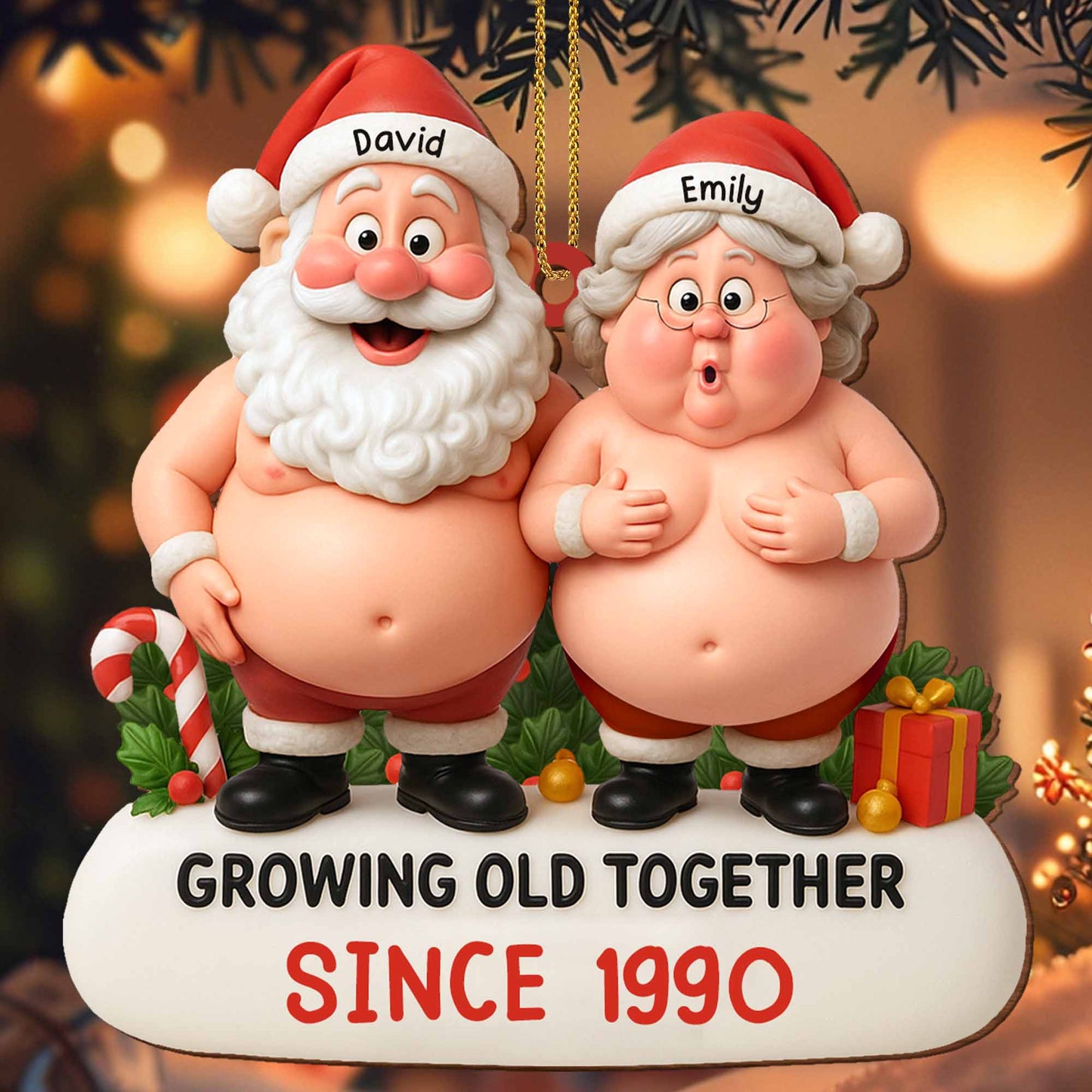 Growing Old Together, Santa And Mrs. Claus Ornament