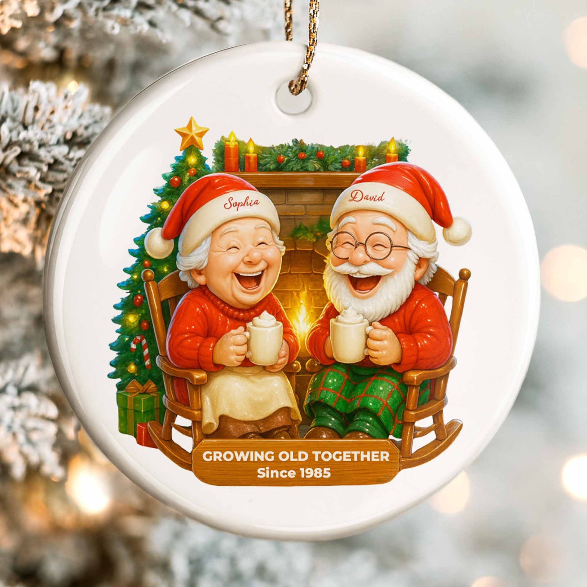 Growing Old Together, Santa Hats And Fireplace