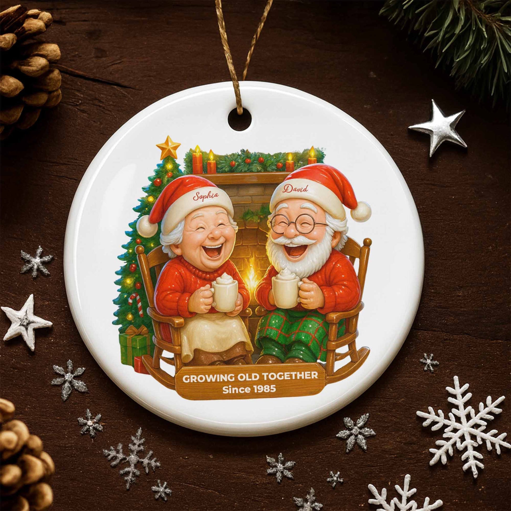 Growing Old Together, Santa Hats And Fireplace