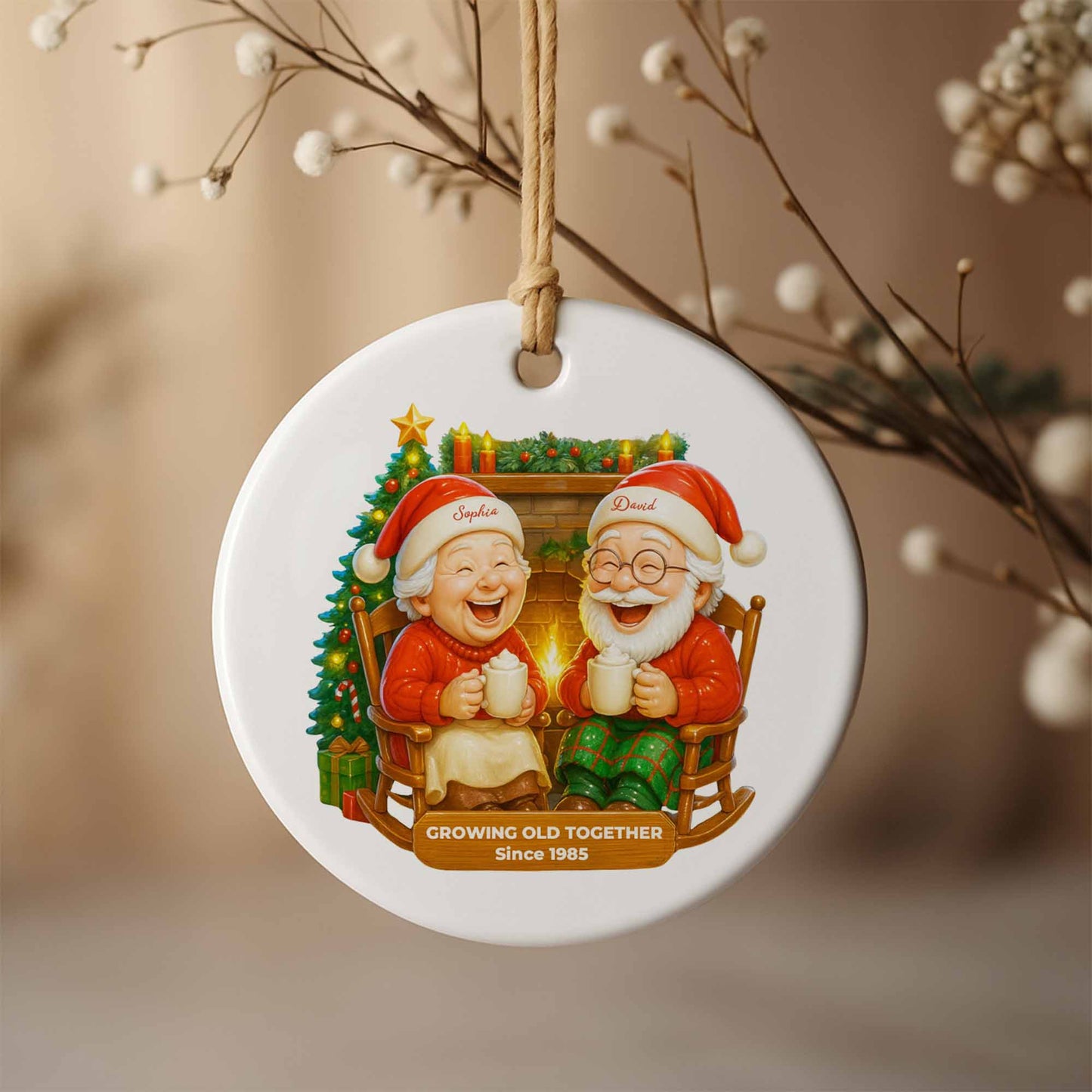 Growing Old Together, Santa Hats And Fireplace