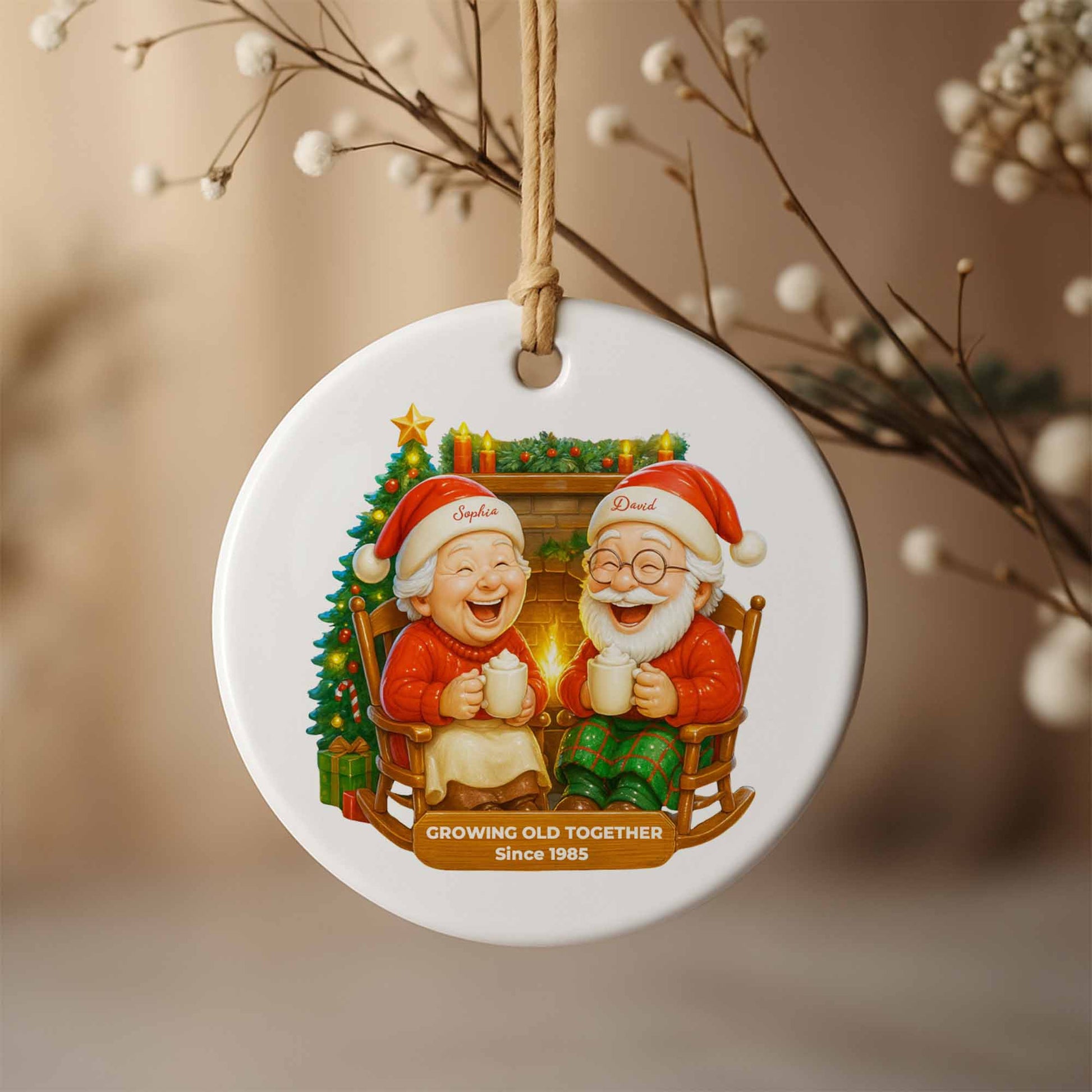 Growing Old Together, Santa Hats And Fireplace