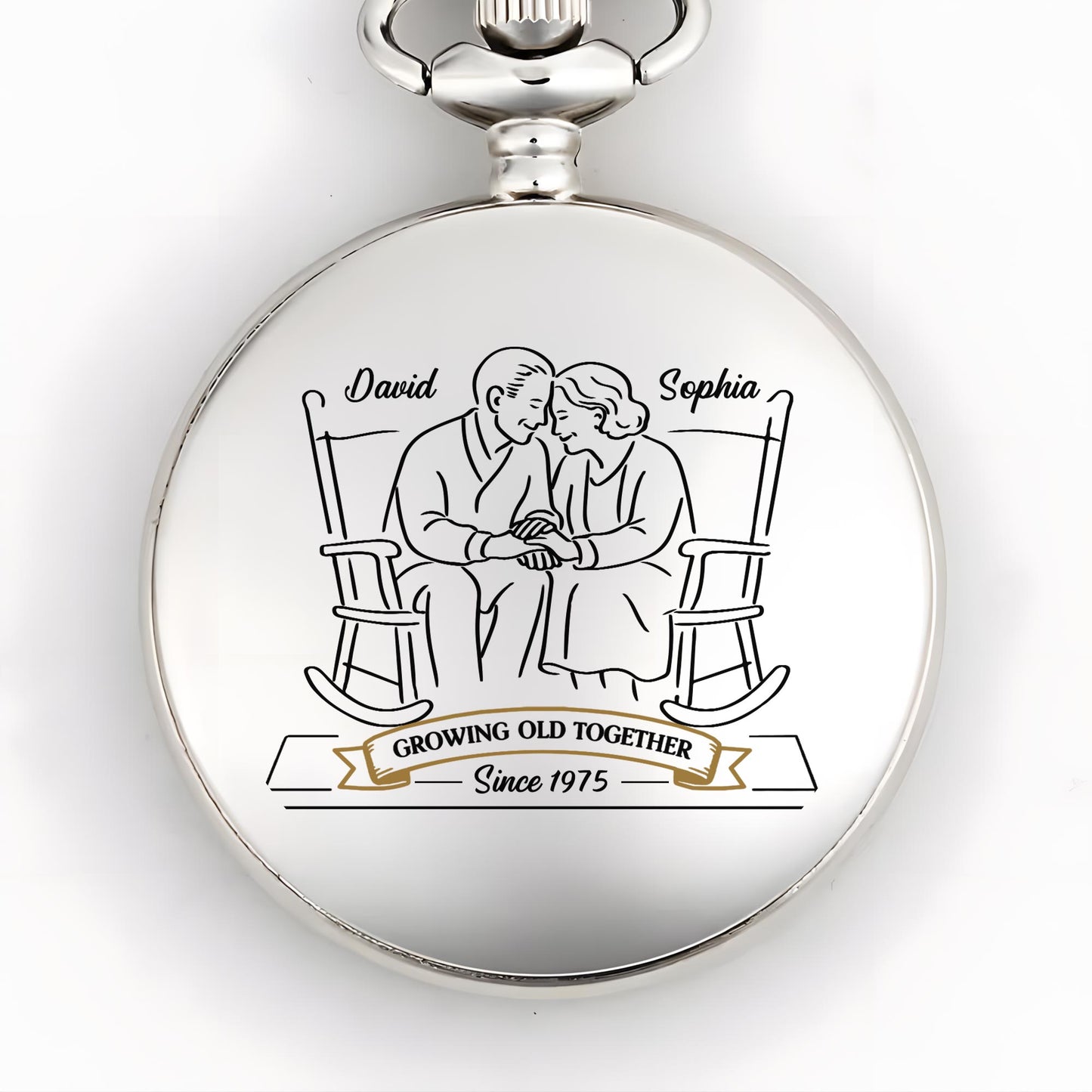 Growing Old Together, Elderly Couple On Rocking Chairs