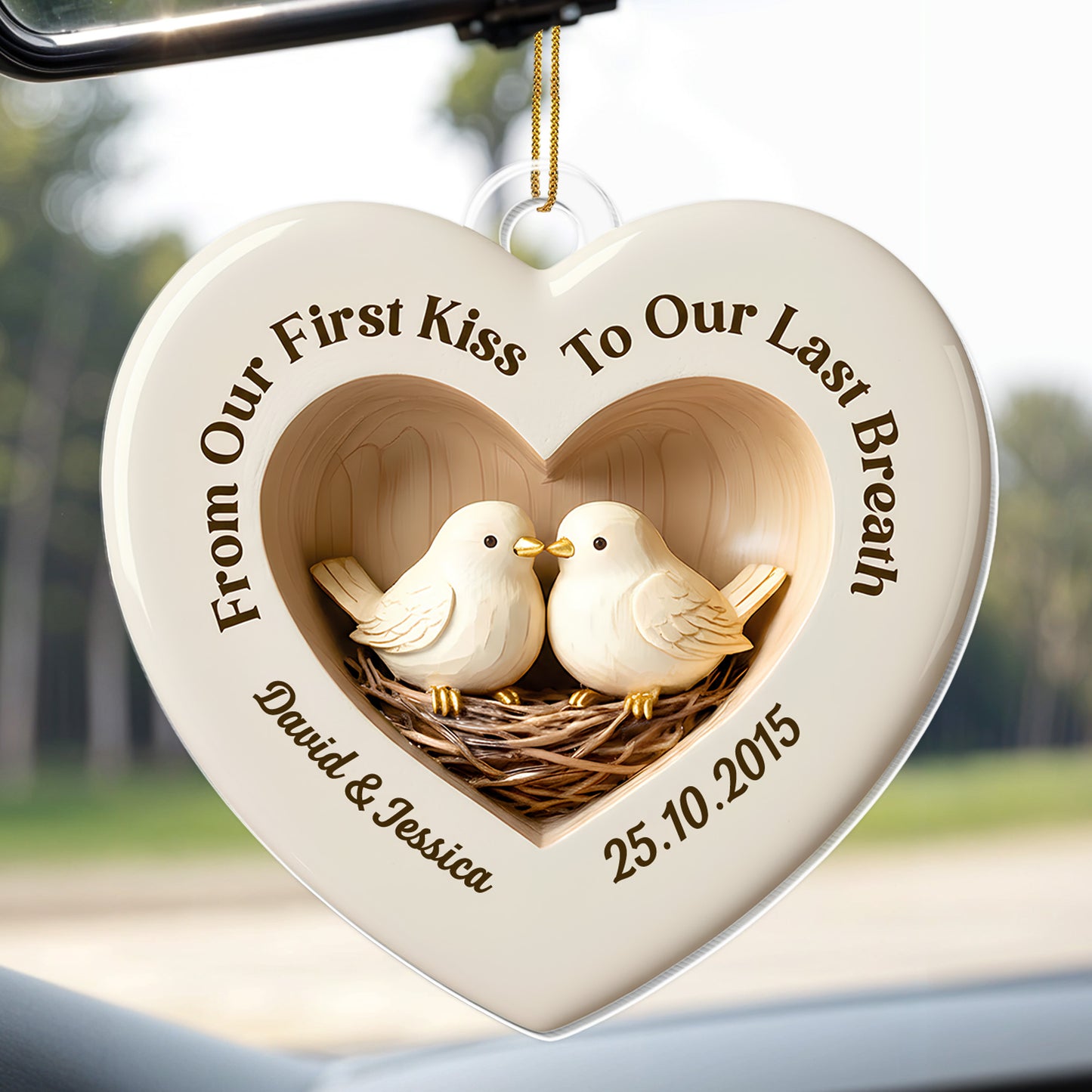 From Our First Kiss To Our Last Breath, Heart-Shaped Doves Ornament