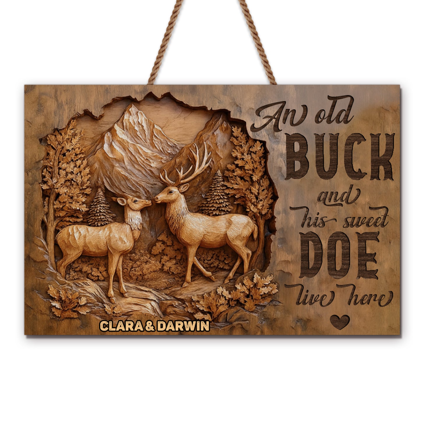 An Old Buck And His Sweet Doe, Woodland Decor