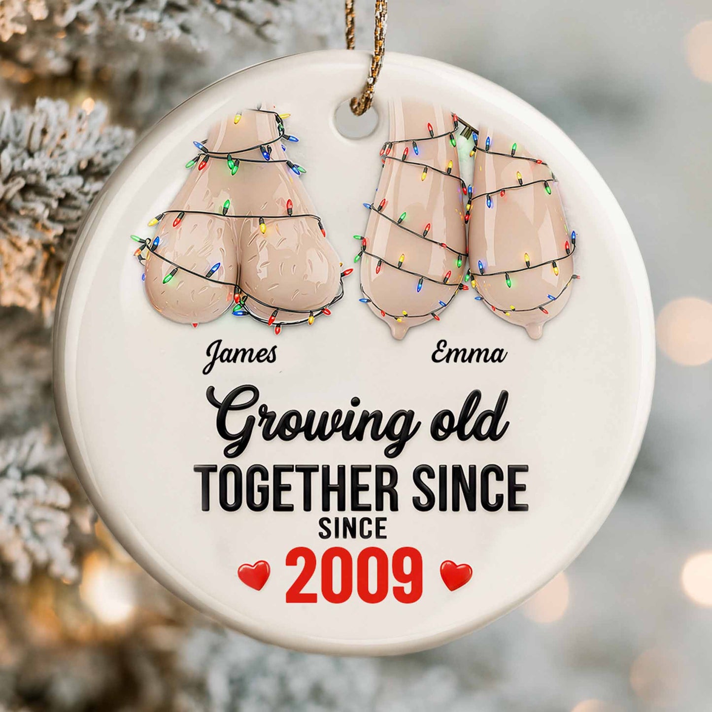 Growing Old Together Since, Adirondack Chairs With Christmas Lights