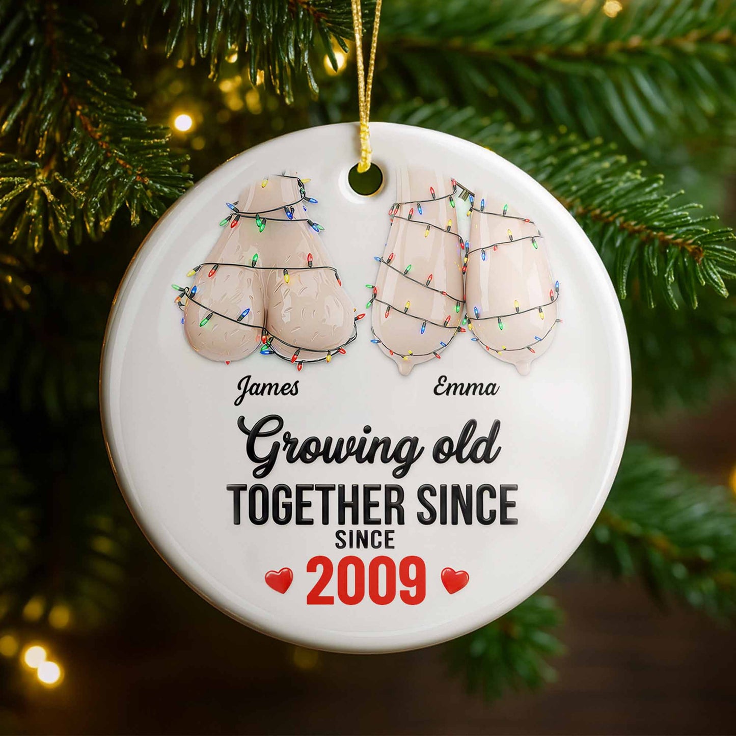 Growing Old Together Since, Adirondack Chairs With Christmas Lights