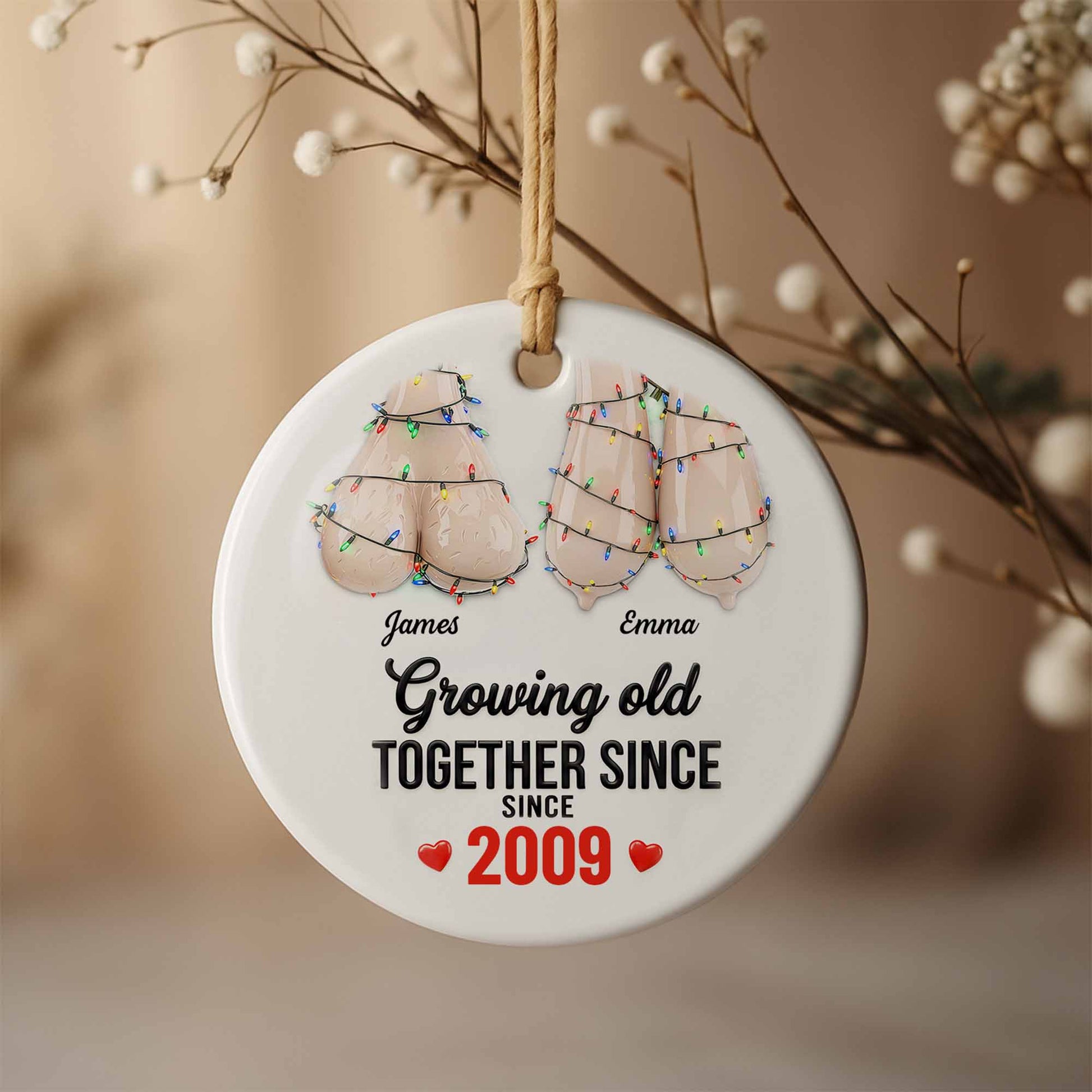 Growing Old Together Since, Adirondack Chairs With Christmas Lights