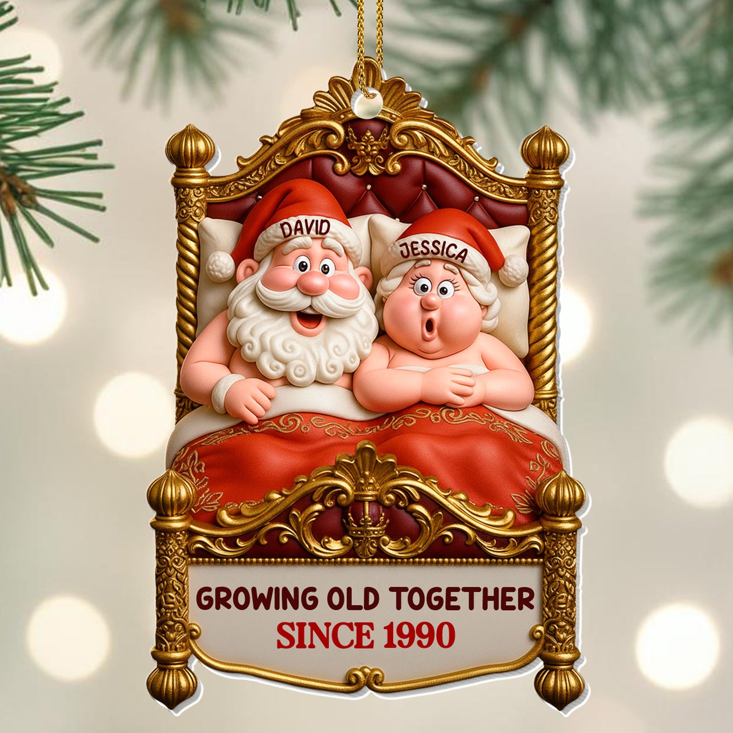 Growing Old Together, Santa And Mrs. Claus On A Swing