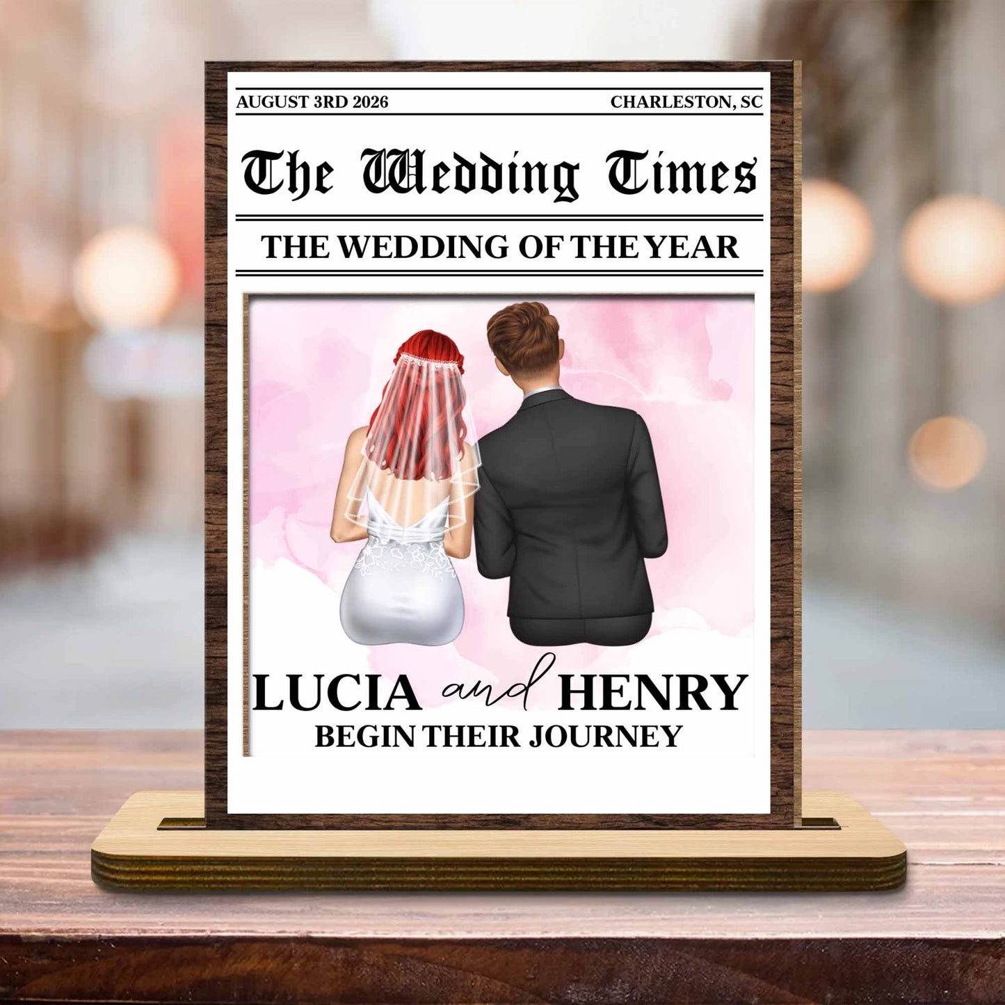 Begin Their Journey, Newspaper Wedding Couple Plaque
