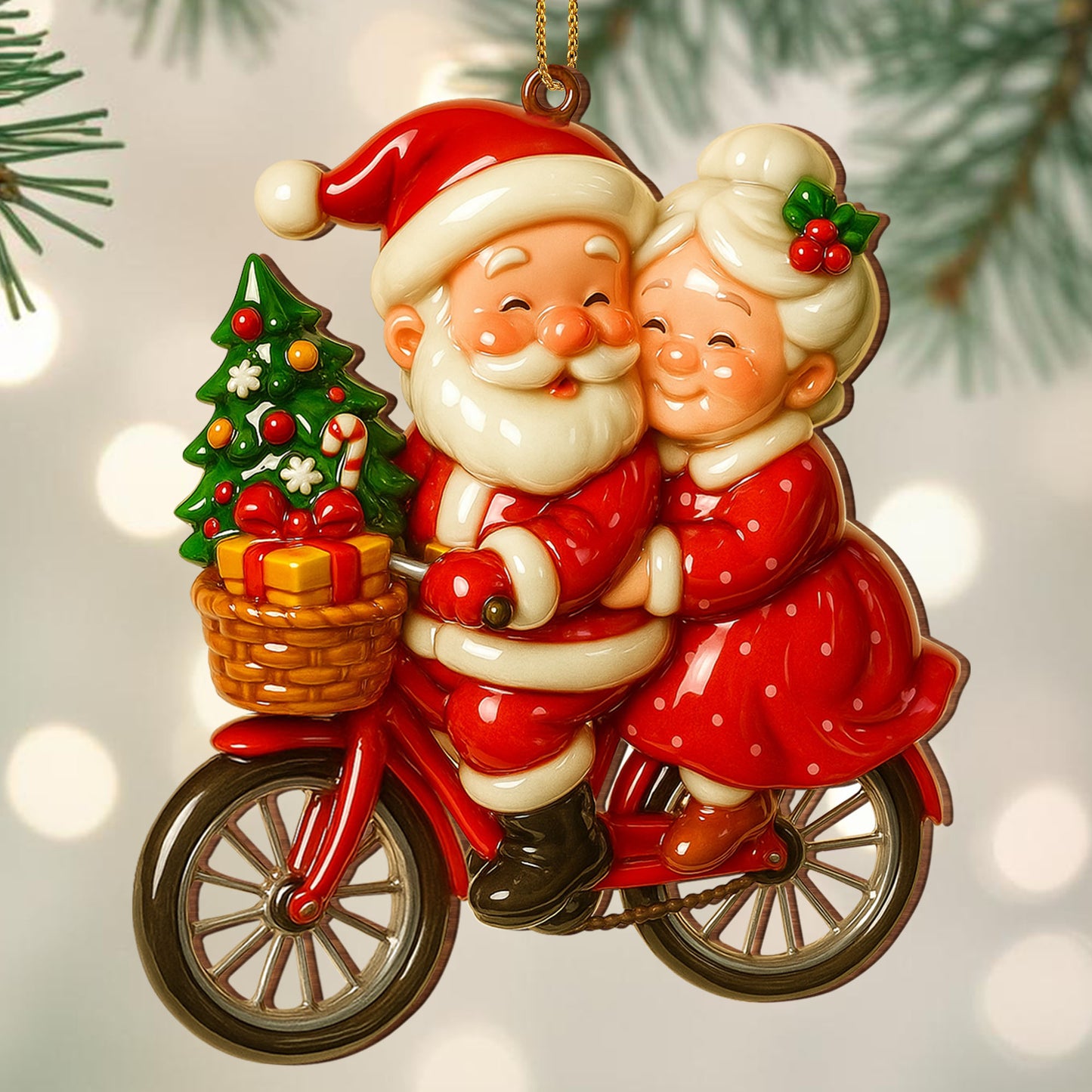 Santa And Mrs. Claus On A Festive Motorcycle Ride