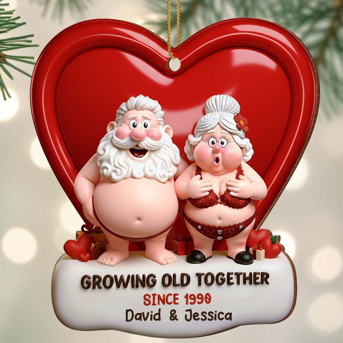Growing Old Together Heart Ornaments
