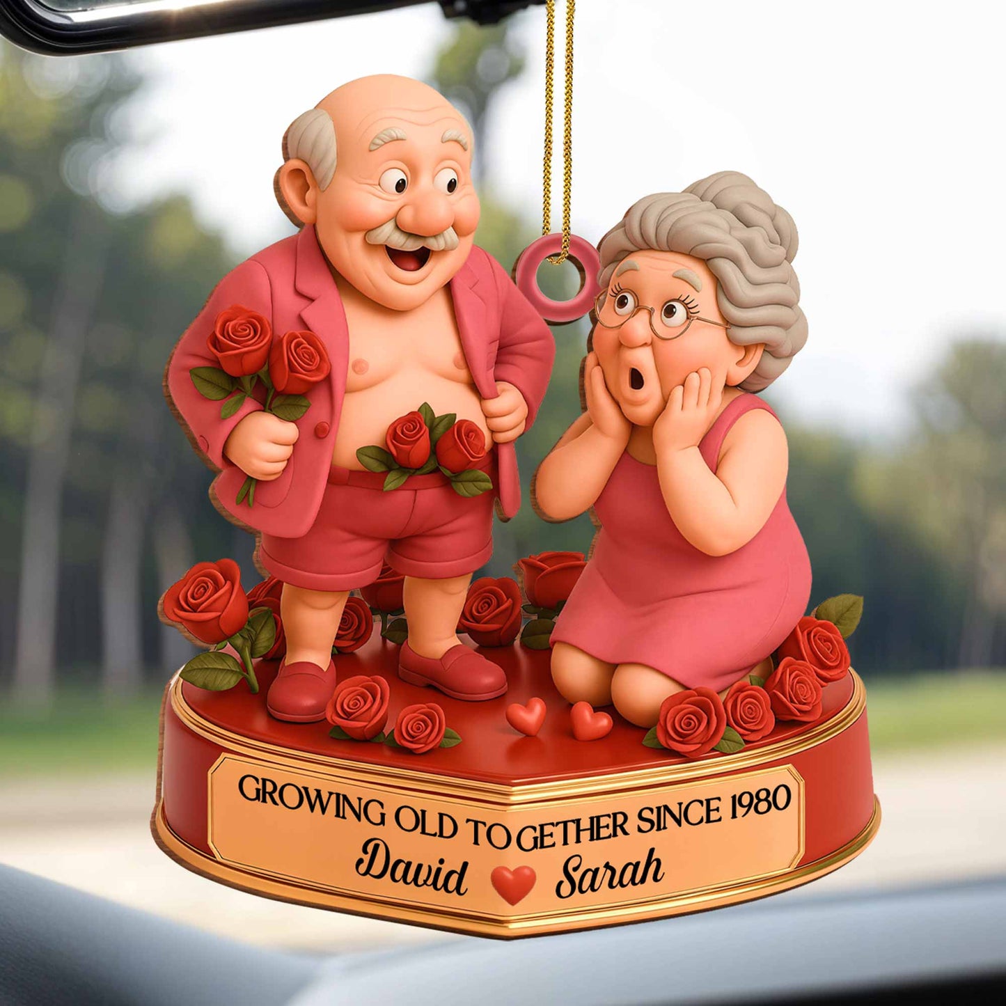 Growing Old Together Since With Elderly Couple And Roses
